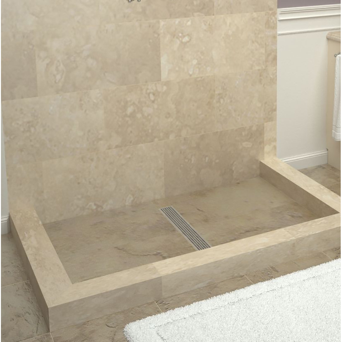 Tile Redi 60 X 34 Triple Threshold Shower Base With Drain Grate Tile Redi 60 X 34 Triple Threshold