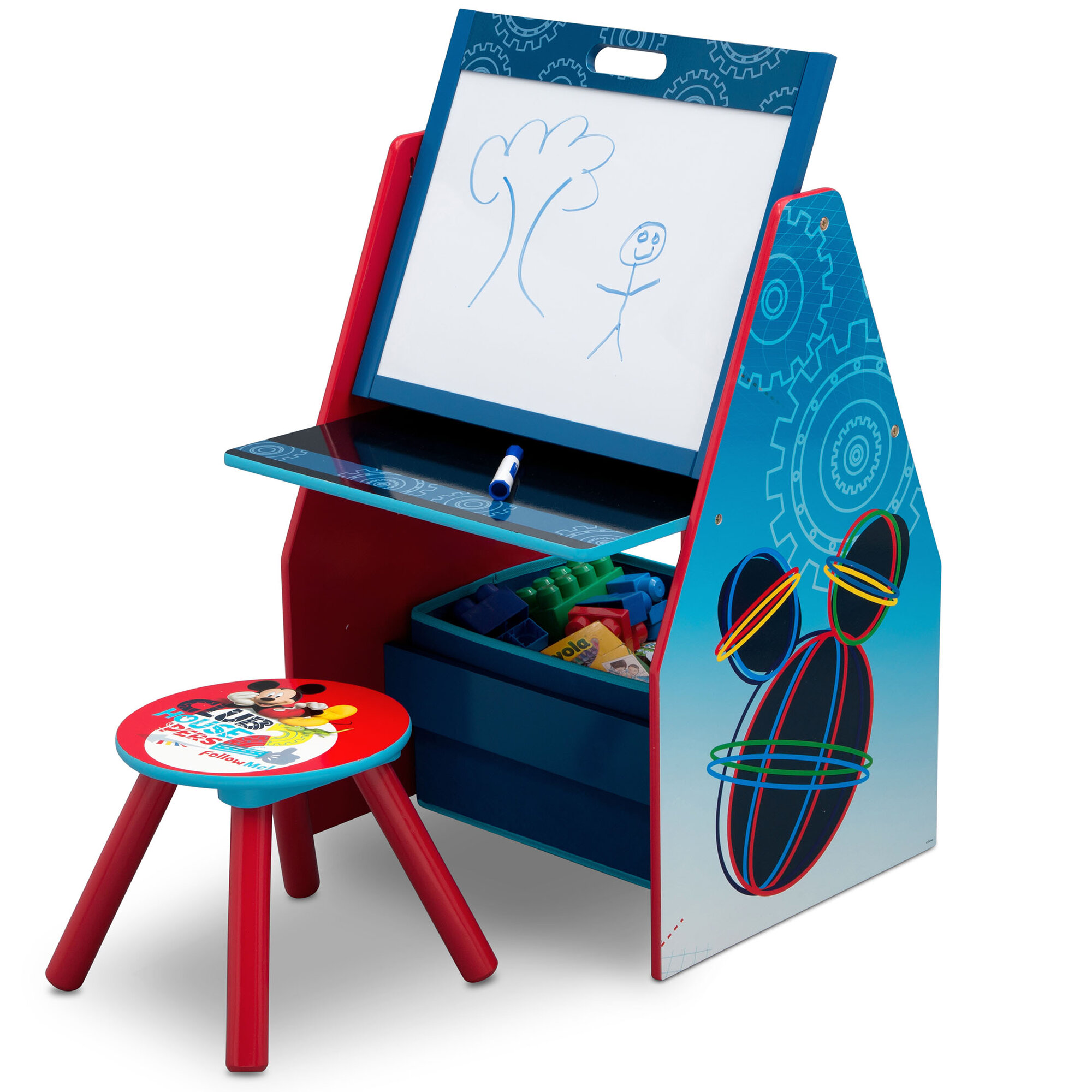 Disney Mickey Mouse Activity Center Easel Art Desk With Stool And