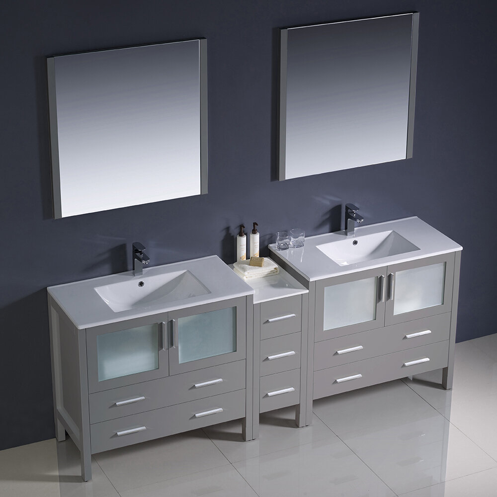 Fresca Torino 84" Double Bathroom Vanity Set with Mirror ...