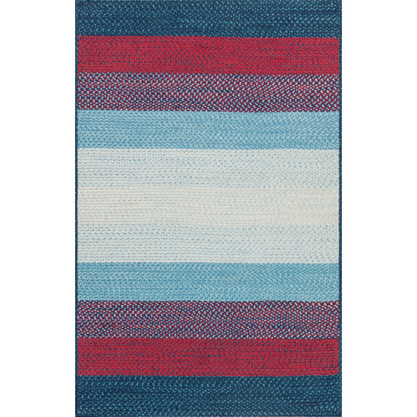 Jenson Indoor/Outdoor Rug in Blue & Red Joss & Main