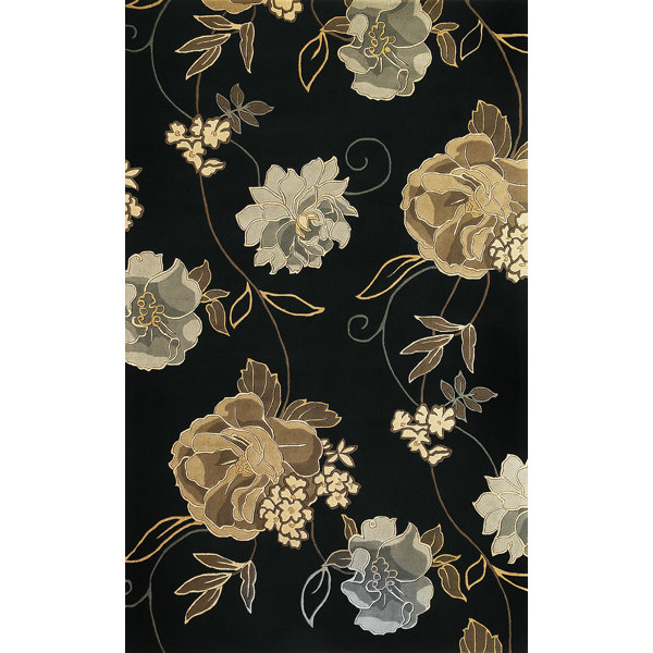 Carlton Black Floral Wool HandTufted Area Rug & Reviews Joss & Main