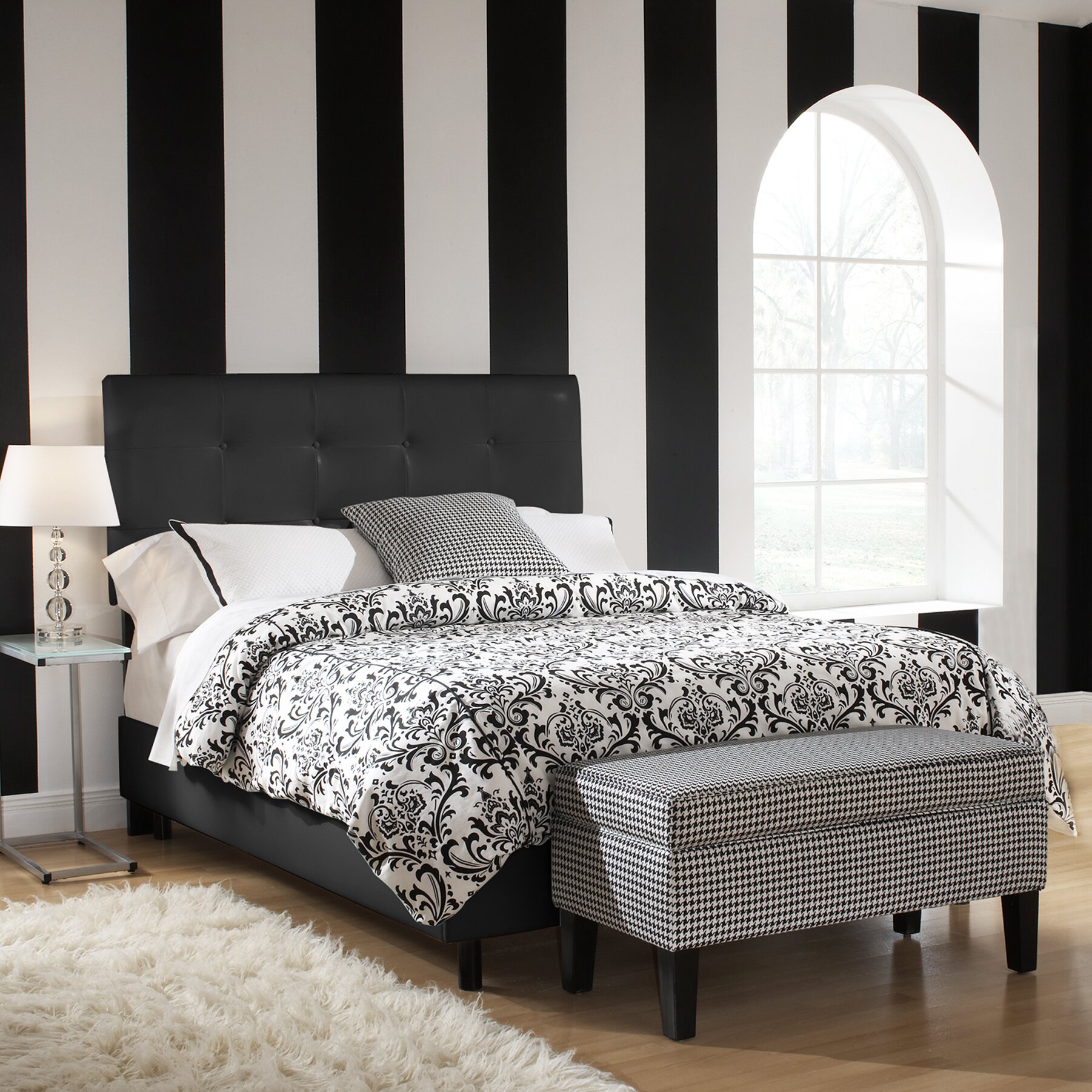 Skyline Furniture Double Button Tufted Upholstered Panel Bed & Reviews ...