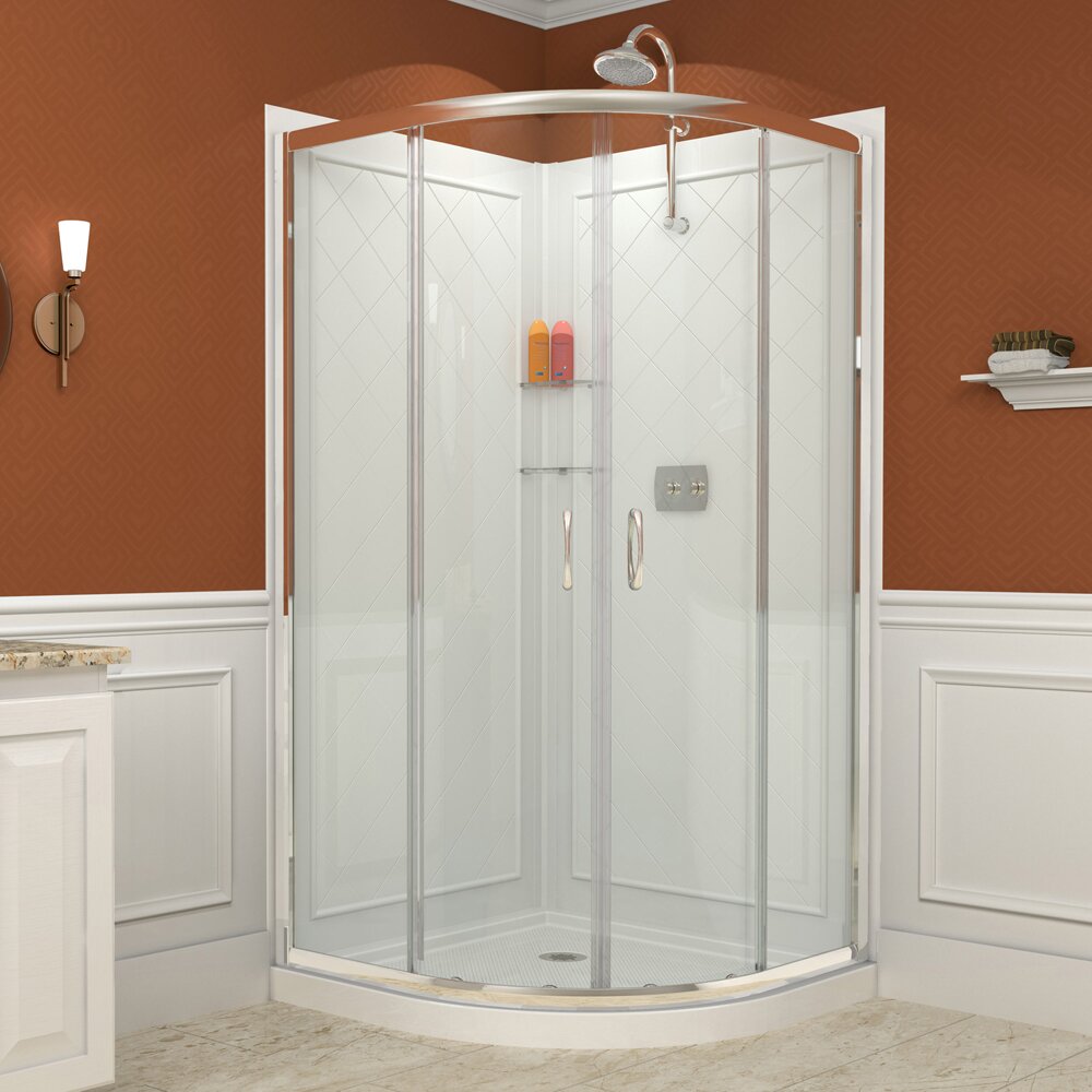 Dreamline Prime Frameless 33 X 33 X 7675 Curved Sliding Shower Enclosure And Reviews Wayfair