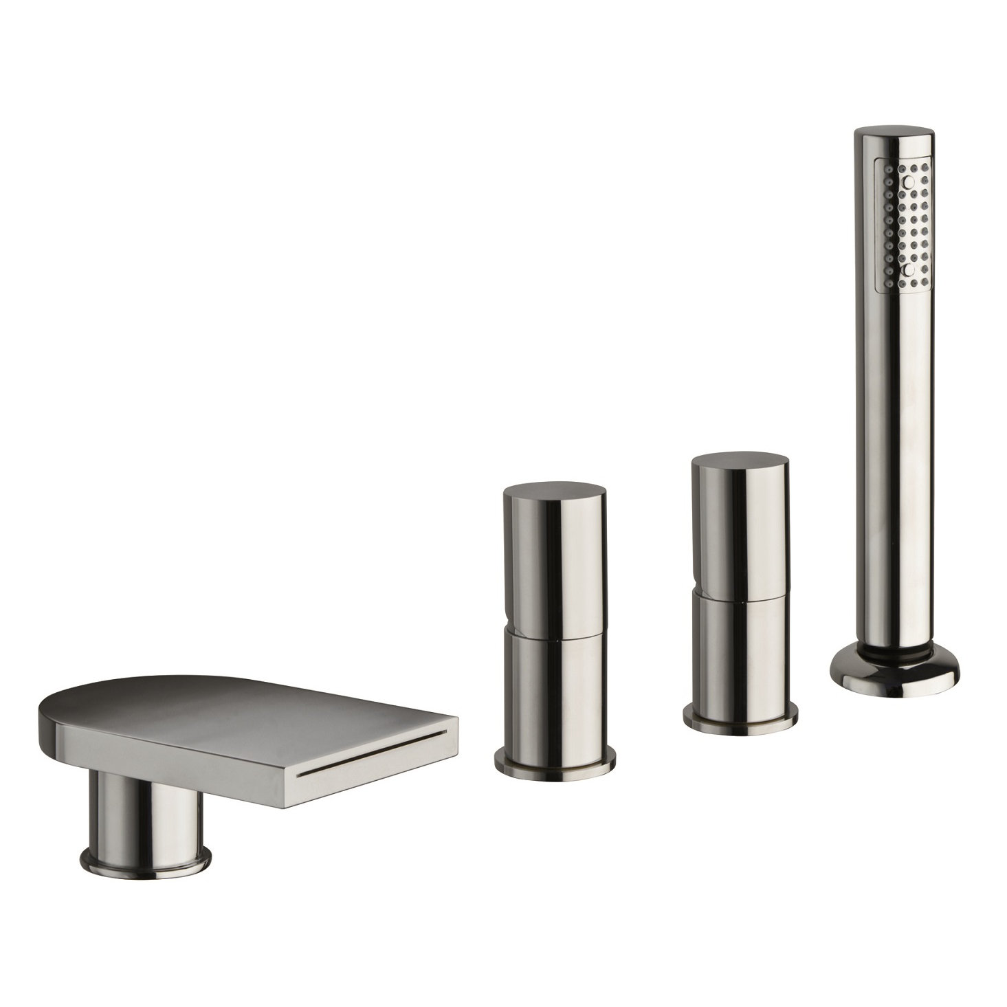 Aquatica Italia Double Handle Deck Mounted Tub Filler Faucet with Hand