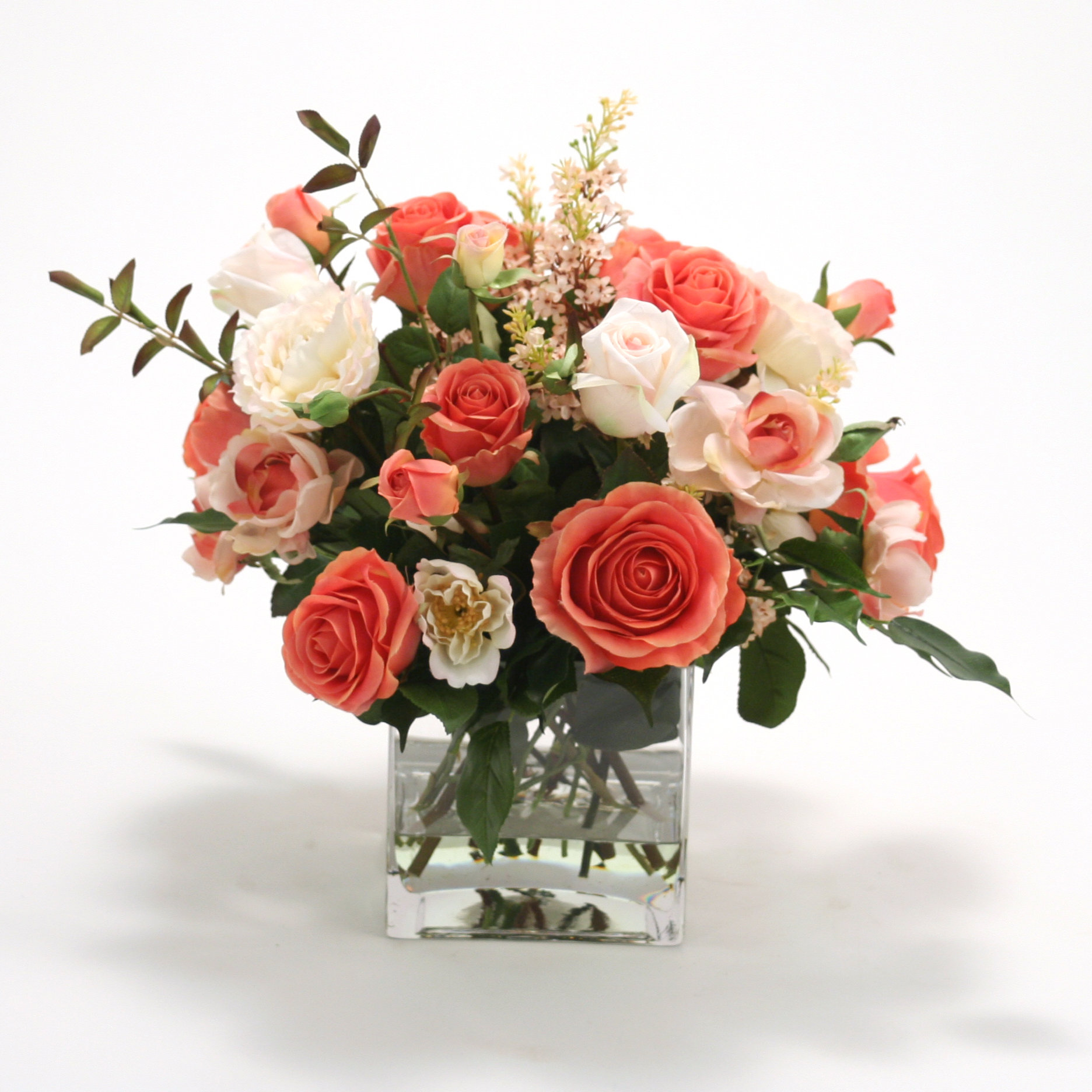 Distinctive Designs Waterlook Silk Rose Mixture in Glass Vase & Reviews