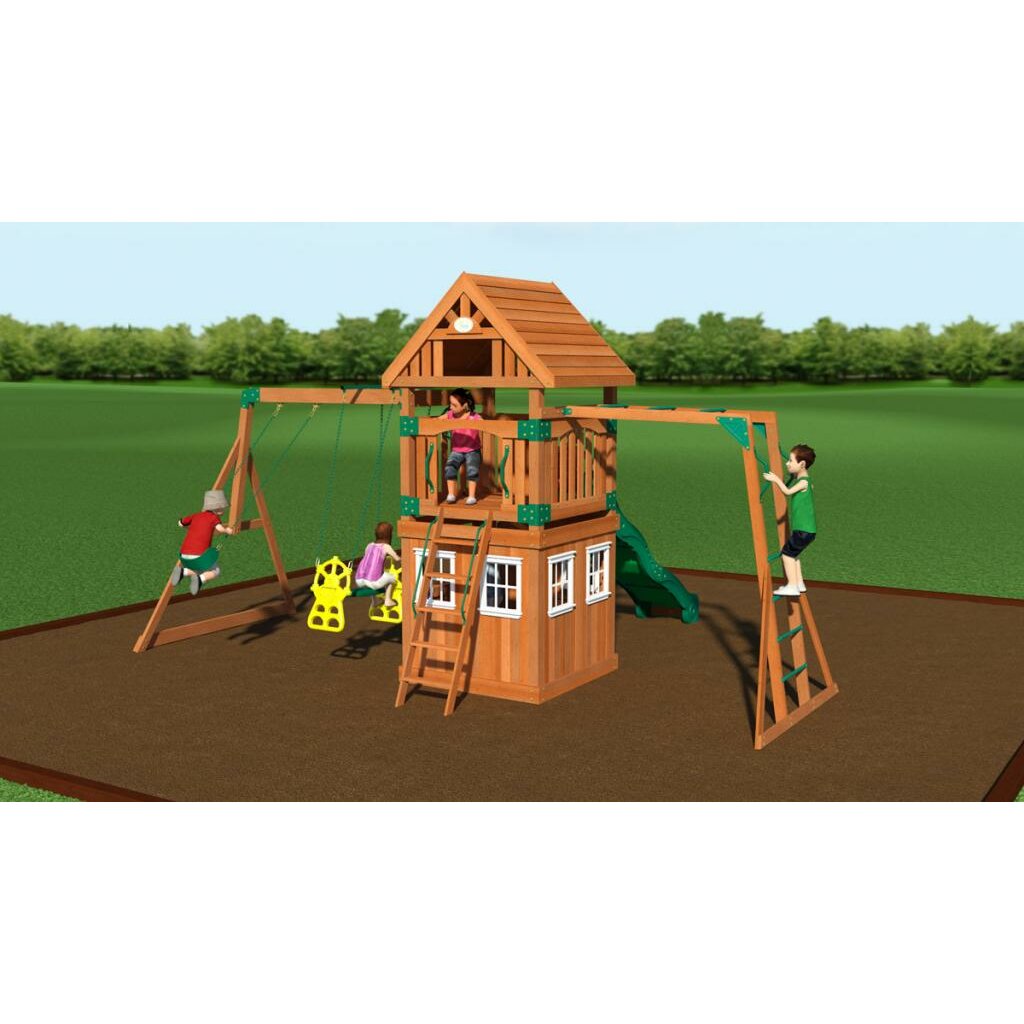 Backyard Discovery Castle Peak All Cedar Swing Set Wayfair 8632