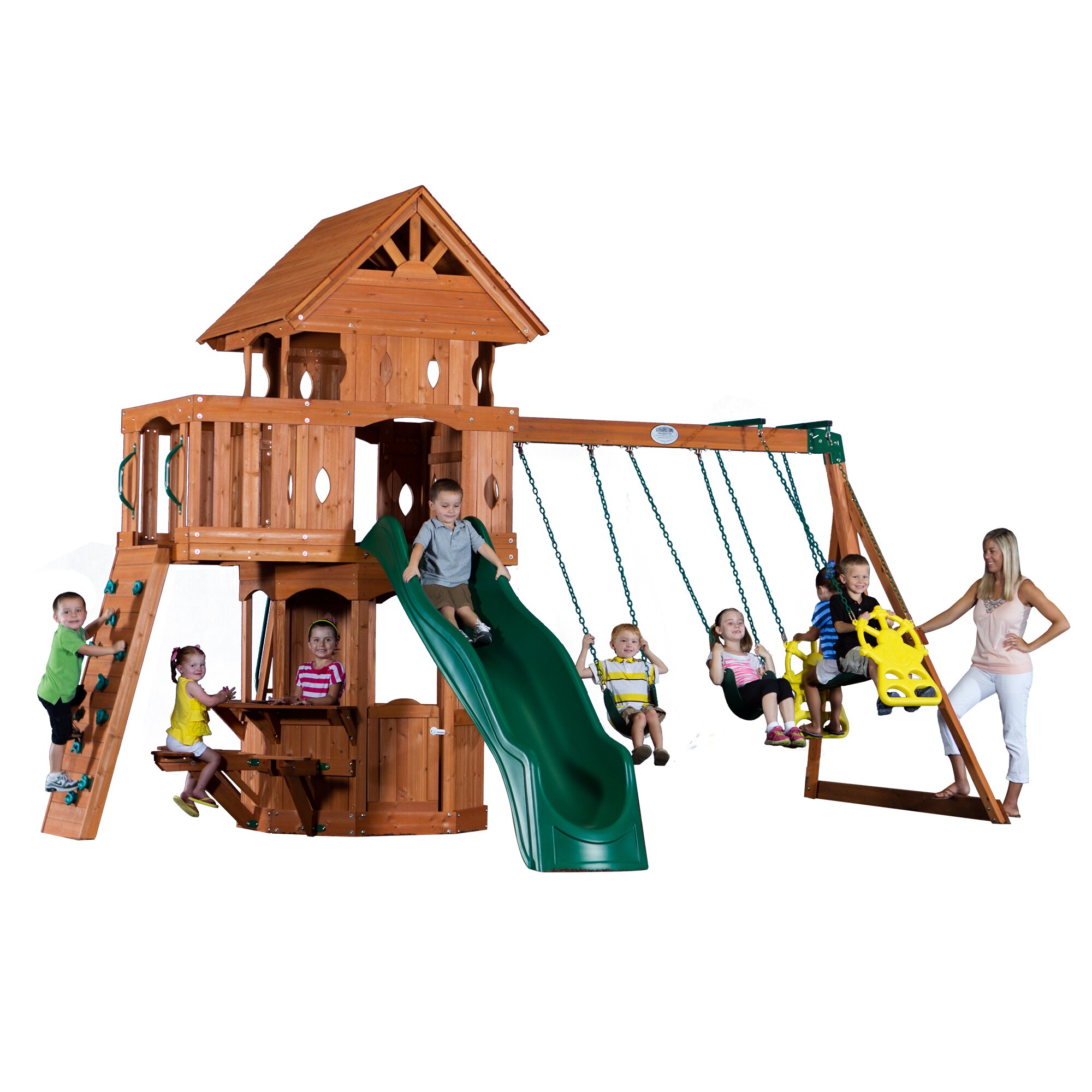 Backyard Discovery Woodland All Cedar Swing Set & Reviews - BackyarD Discovery WooDlanD All CeDar Swing Set