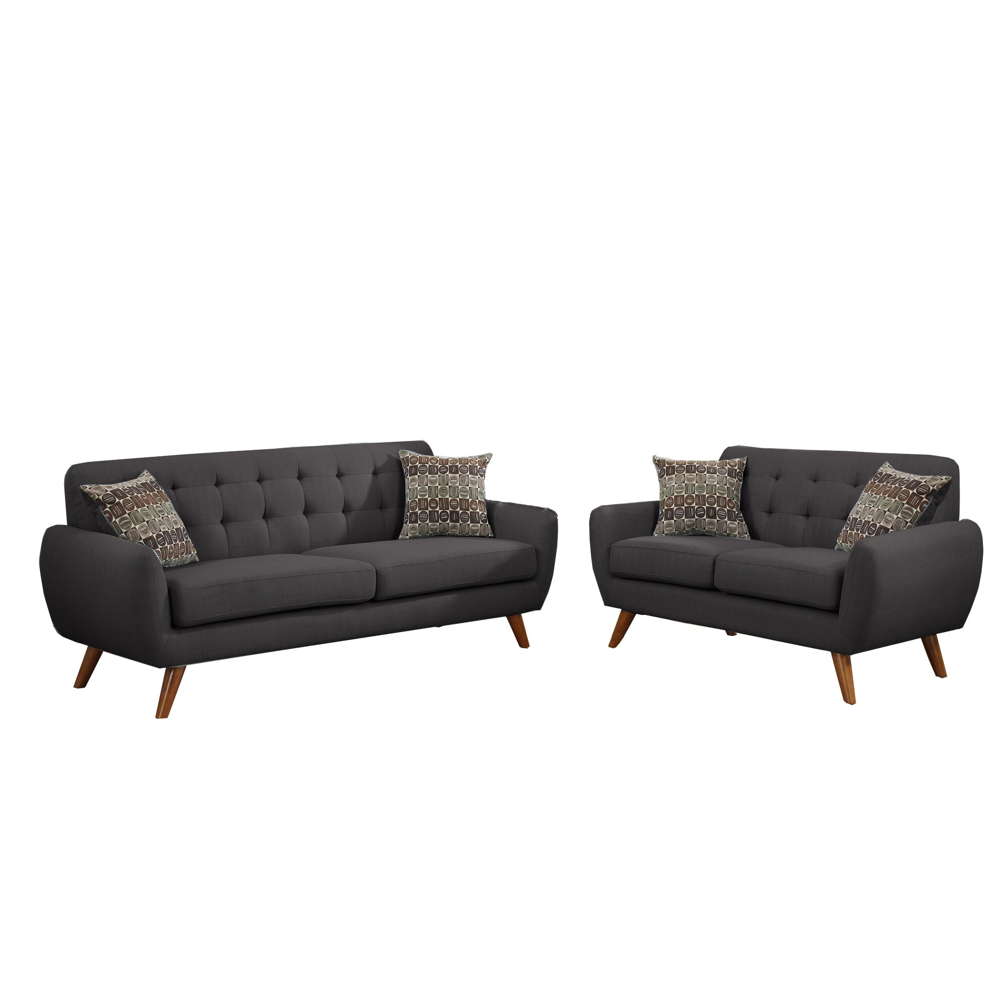 Poundex Bobkona Sonya 2 Piece Sofa and Loveseat Set ...