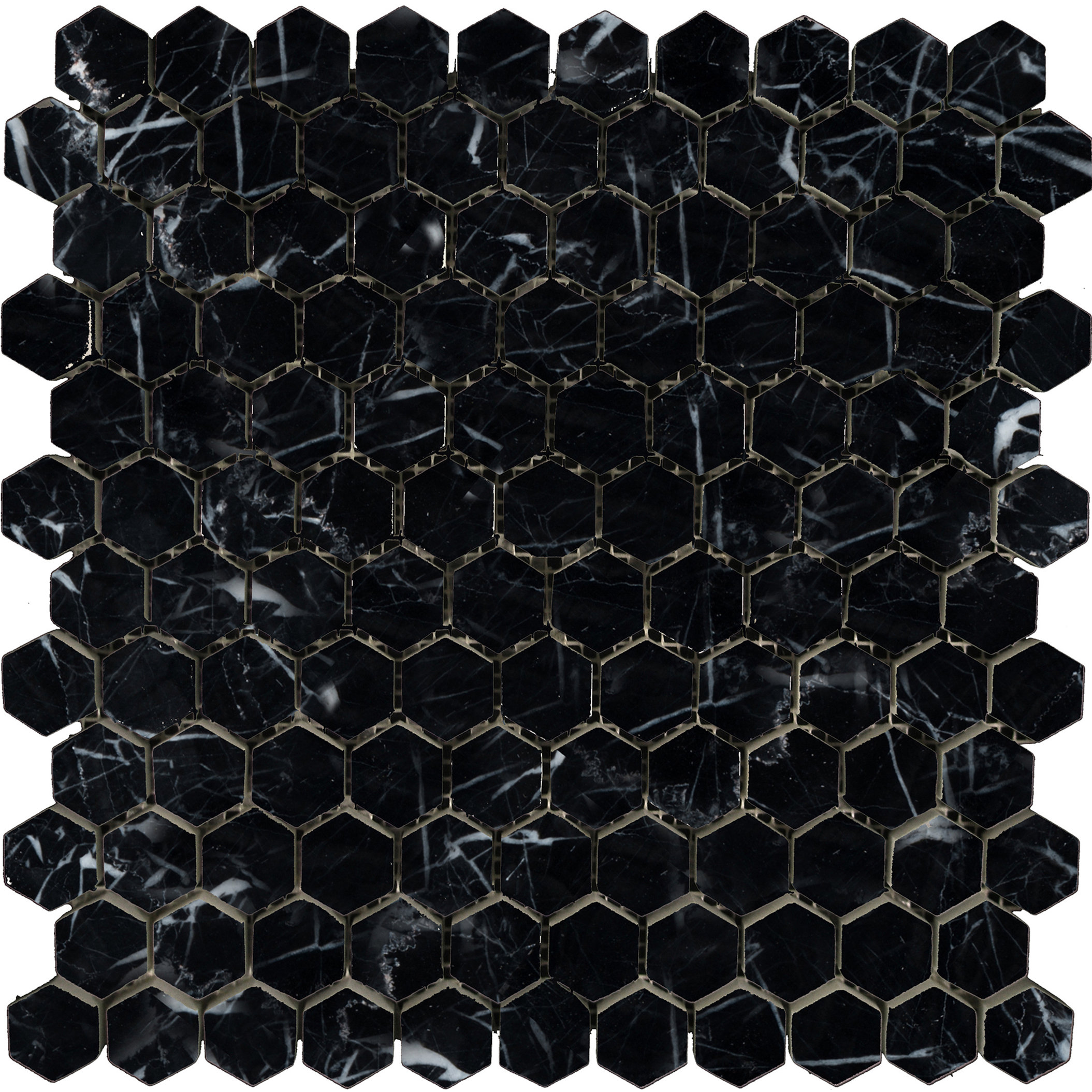 Emser Tile Marble Hexagon Mosaic Tile in Black and White Wayfair