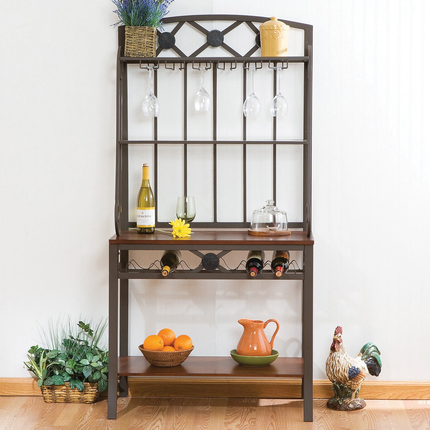 Wildon Home Ã‚Â® Marabella Decorative Baker's Rack with Wine Storage ... - Wildon Home ® Marabella Decorative Baker's Rack with Wine Storage