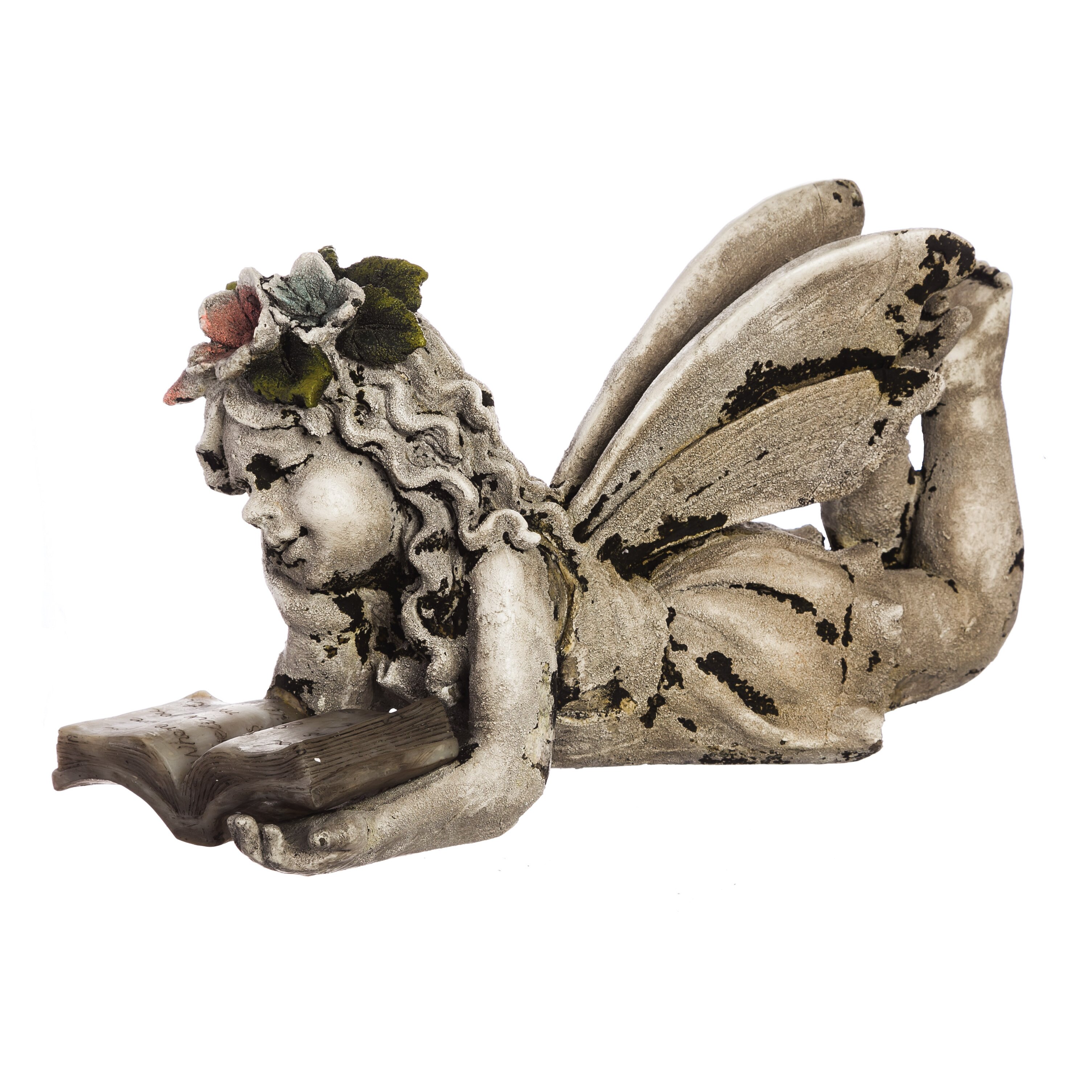 the british reading fairy garden statue