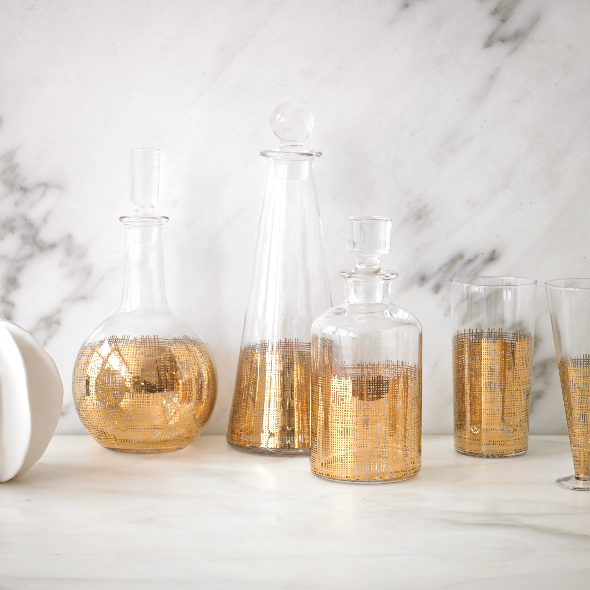 Gold Crosshatch Cylinder Decanter & Reviews AllModern