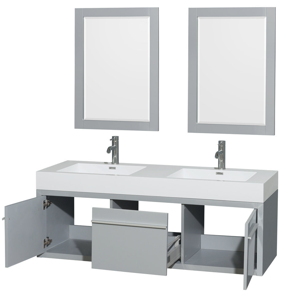 Wyndham Collection Axa 60" Double Bathroom Vanity Set with Mirror Wayfair