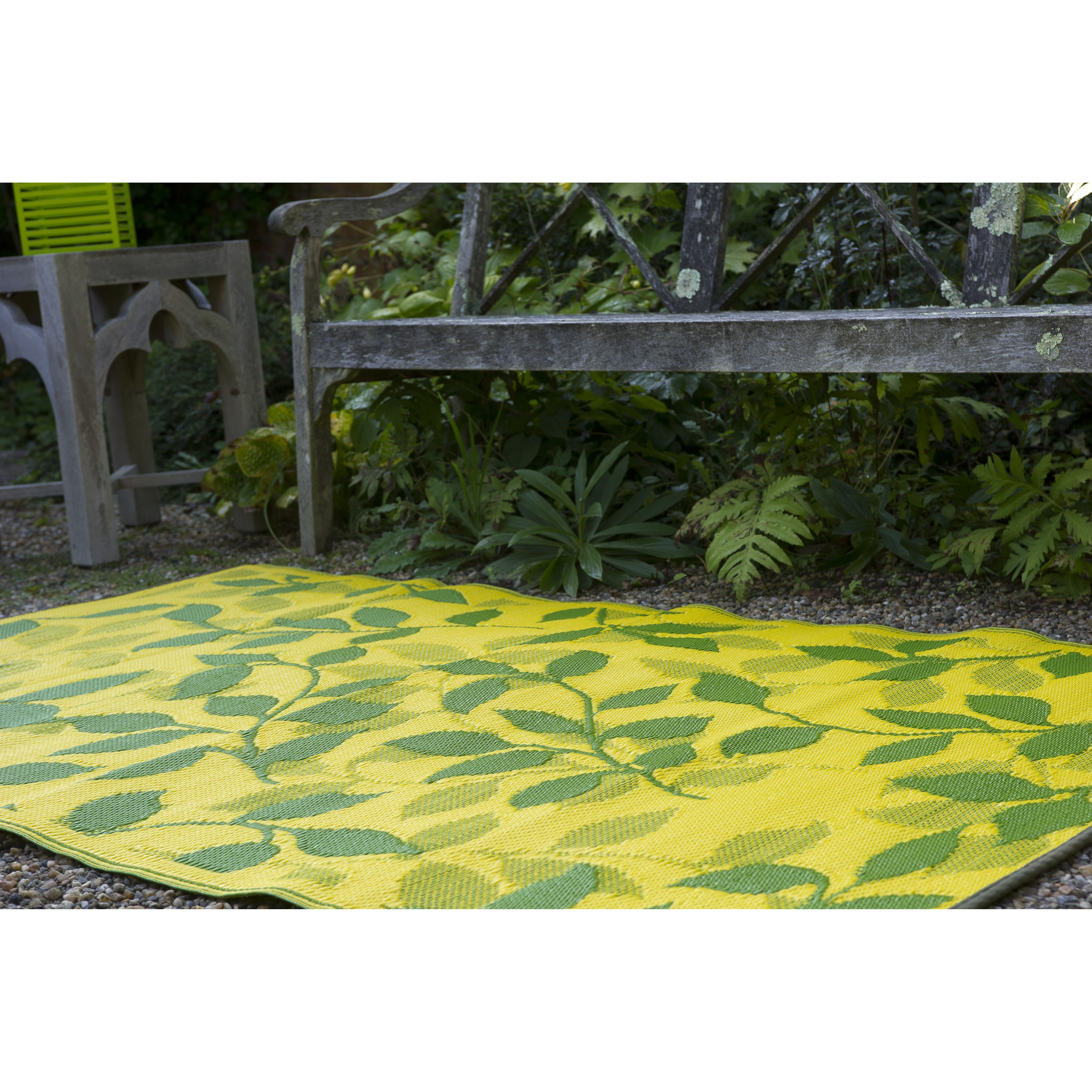 Fab Habitat World Bali Lemon Yellow/Moss Green Indoor/Outdoor Area Rug