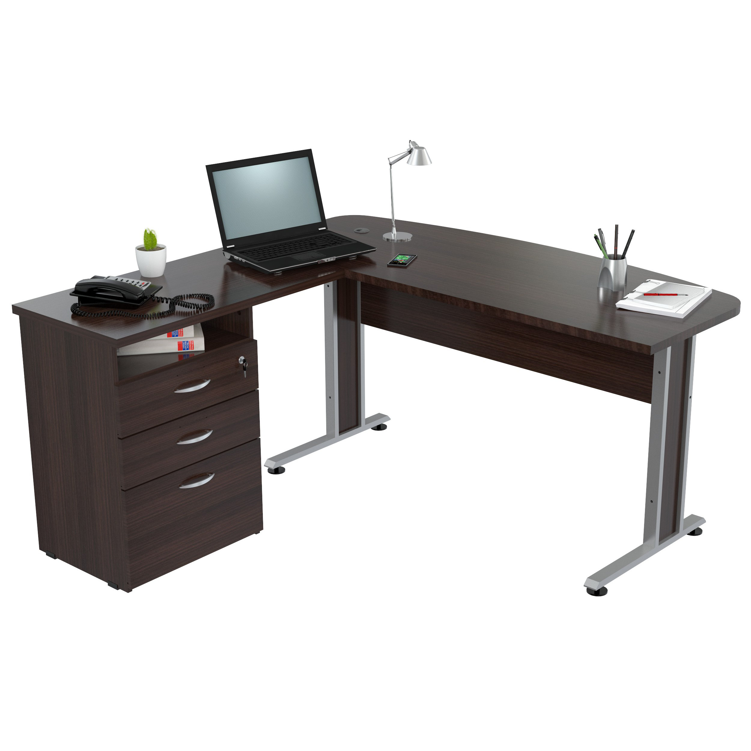 Inval Curved Top LShape Computer Desk & Reviews Wayfair.ca