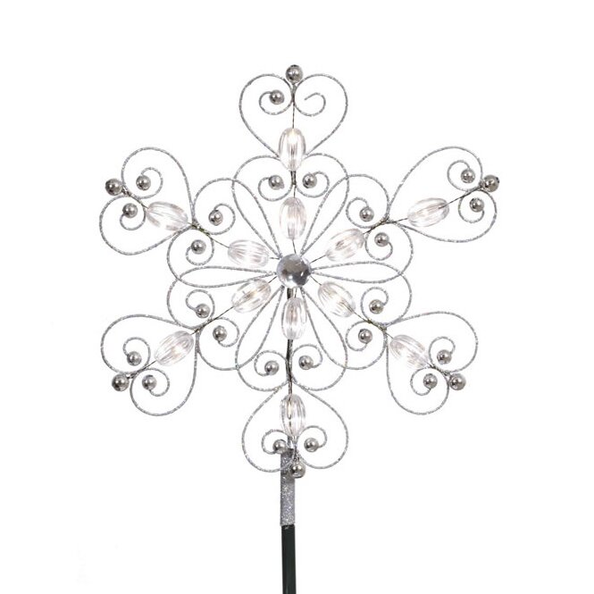 Vickerman 1' Silver Snowflake Christmas Tree Topper with LED Warm Clear Lights & Reviews | Wayfair