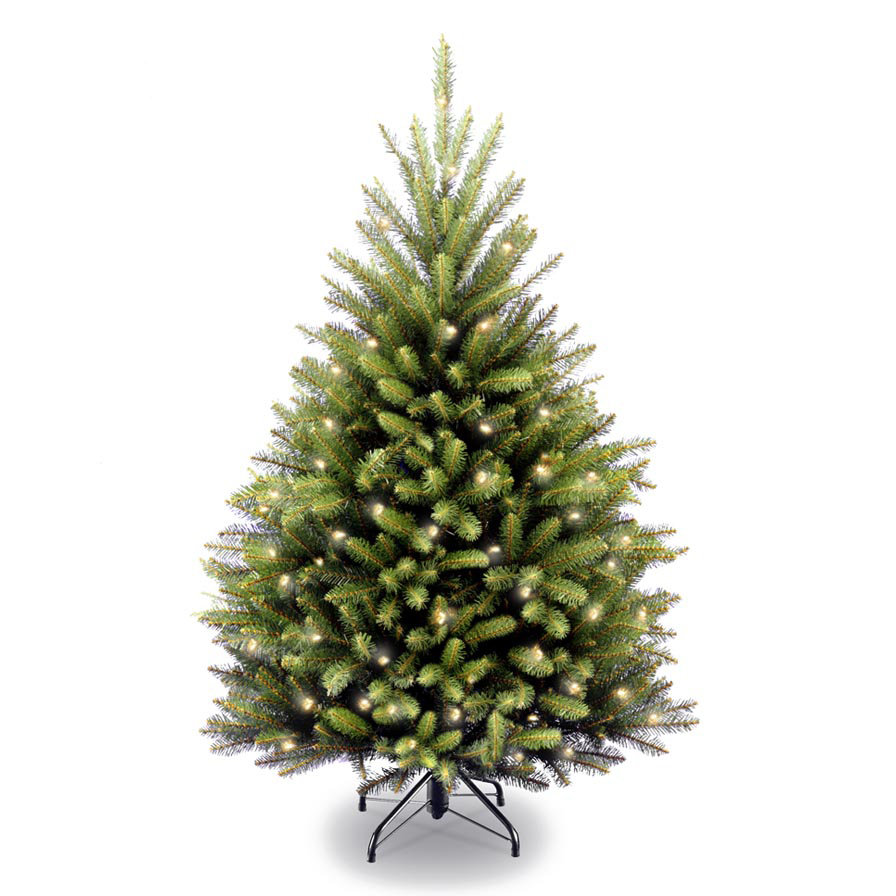 National Tree Co. Dunhill Fir 4.5' Hinged Green Artificial Christmas Tree with 450 Clear Lights