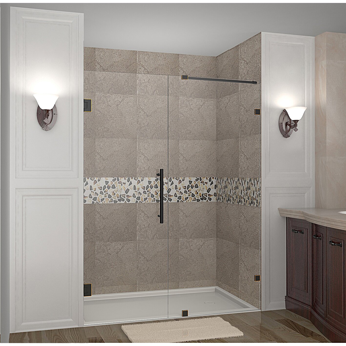 Aston Nautis 58 X 72 Hinged Completely Frameless Shower Door Wayfair