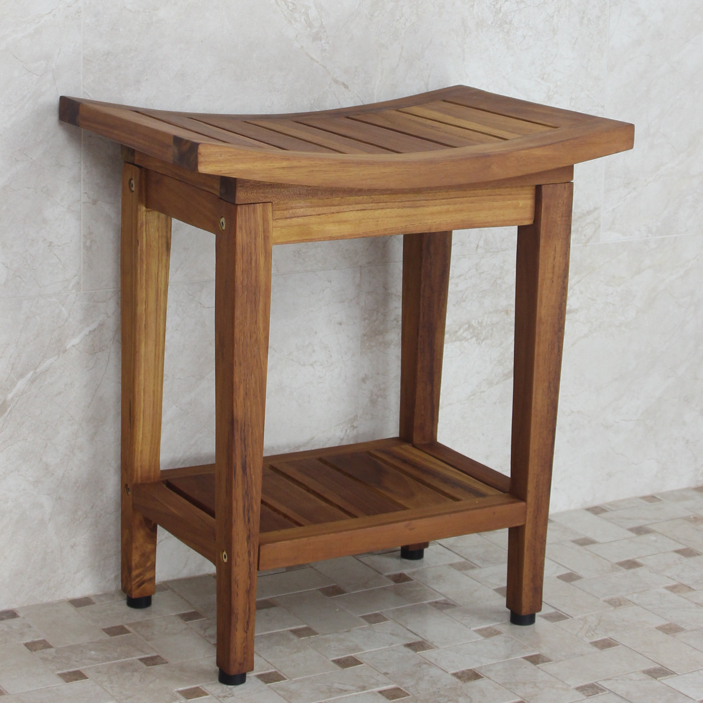 Aqua Teak Maluku Shower Bench with Shelf & Reviews Wayfair