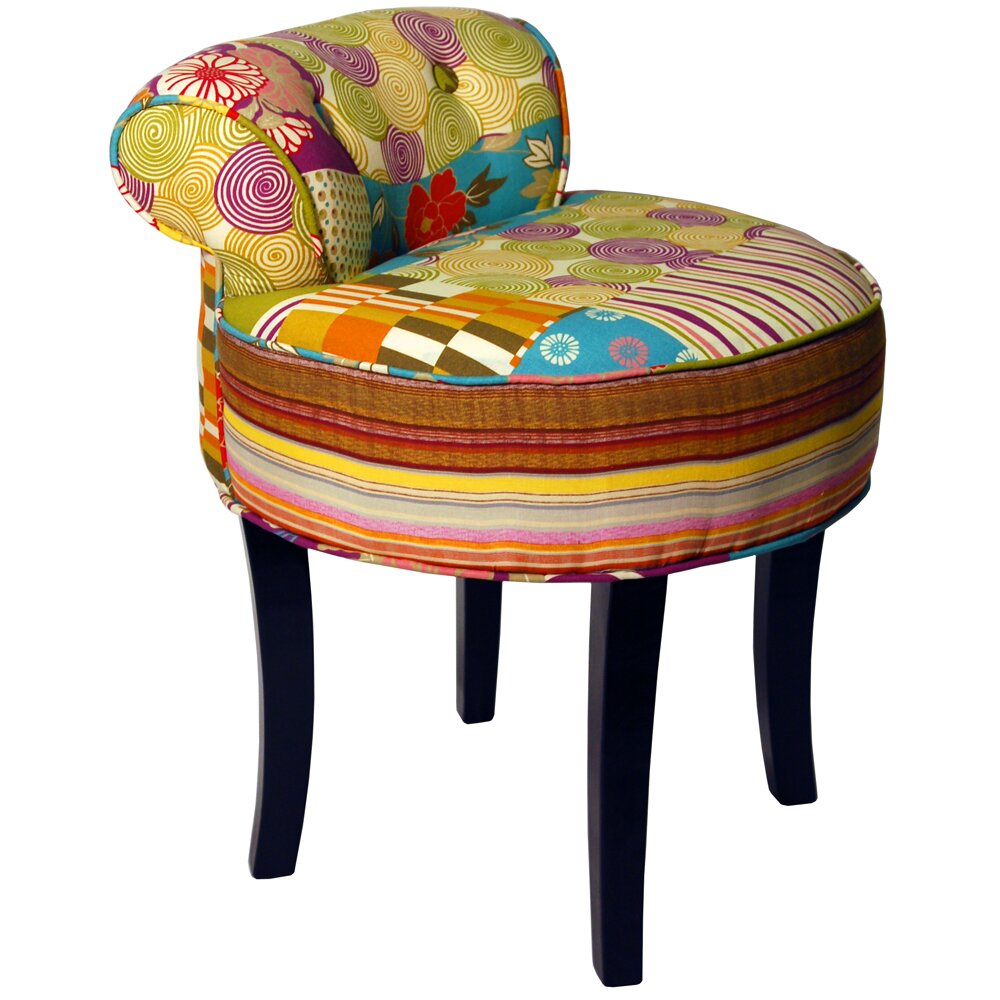 Techstyle Patchwork Vanity Stool &amp; Reviews Wayfair.co.uk