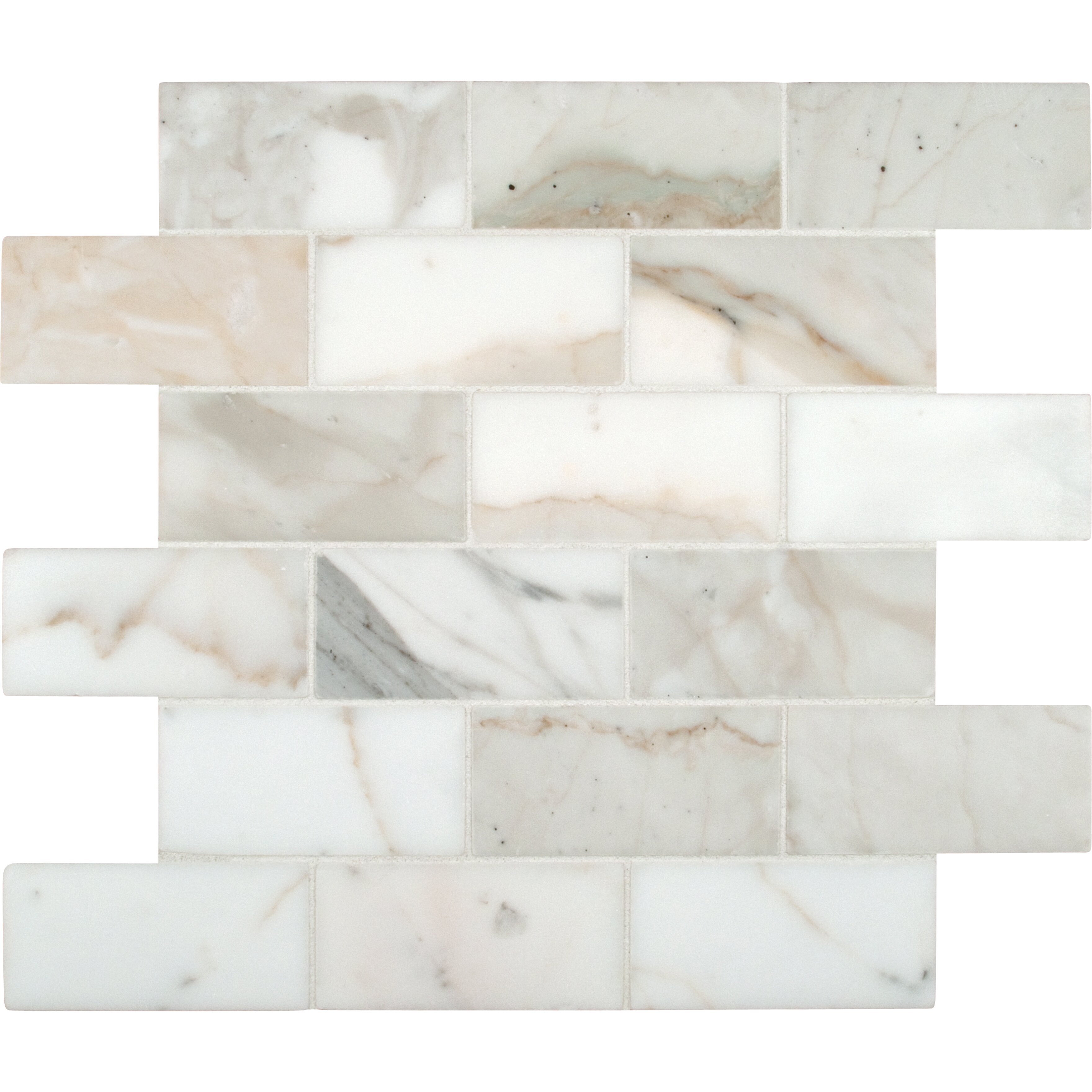 MSI Calacatta Gold Mounted 2" x 4" Marble Subway Tile in White