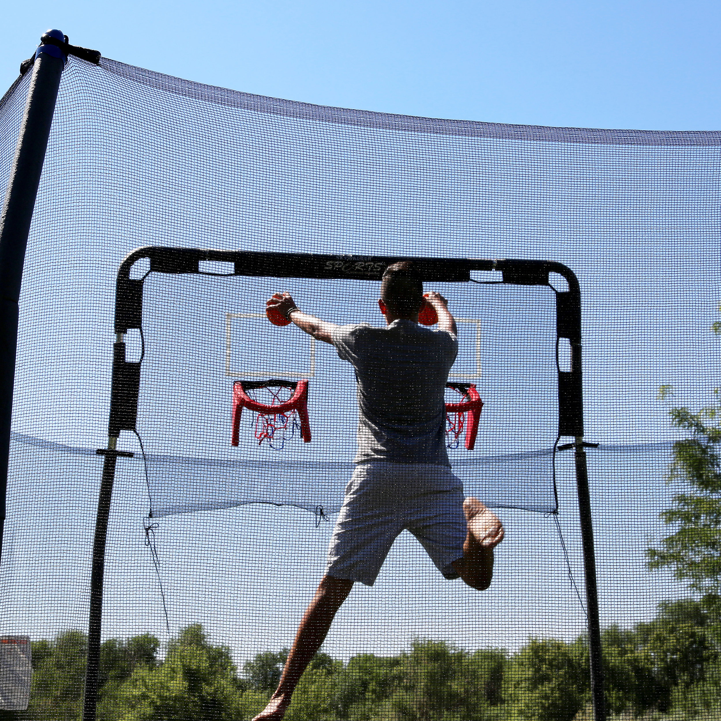 Skywalker Double Basketball Hoop Fits 12' Round 6 Pole Skywalker Trampoline Wayfair
