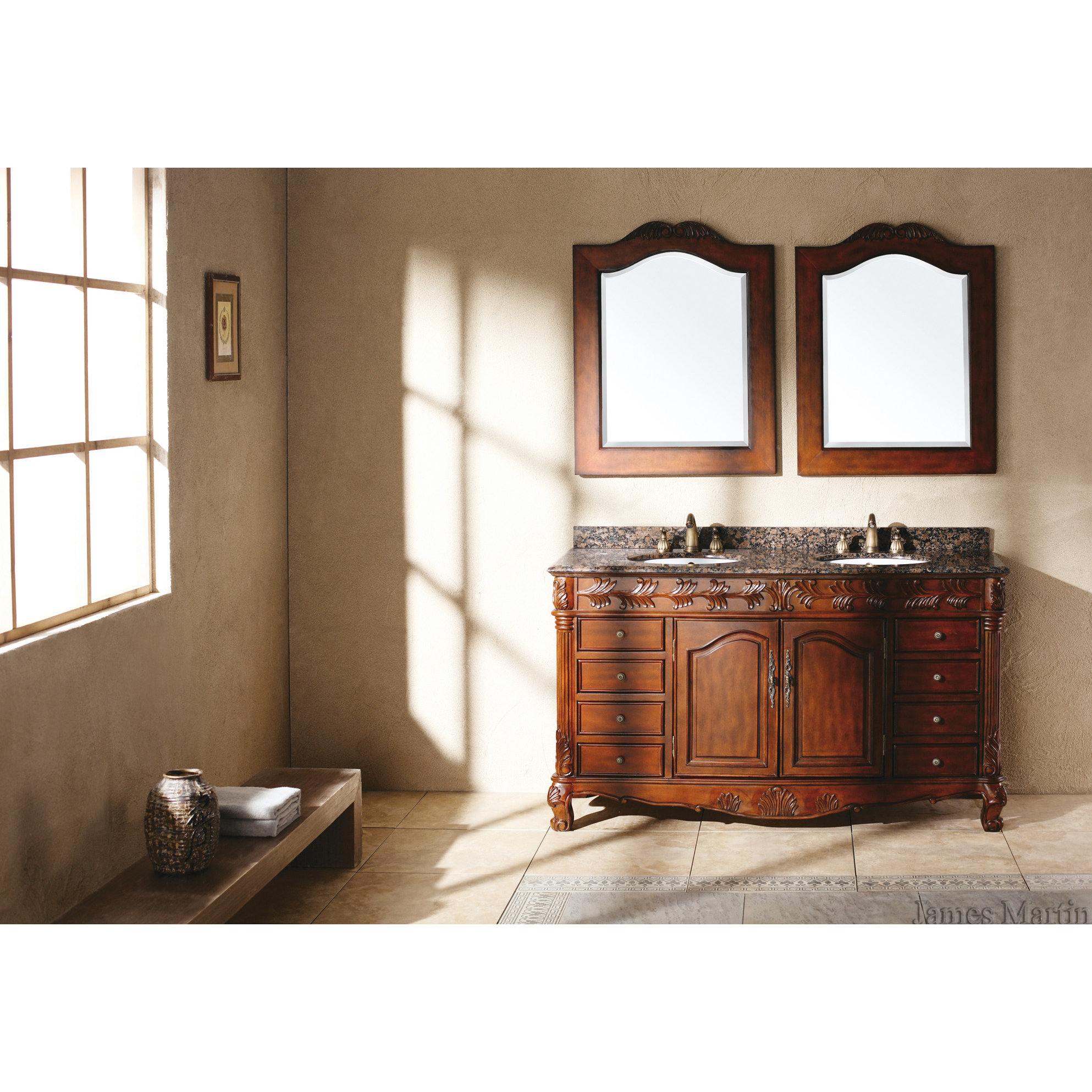 James Martin Furniture Classico 60" Double Cherry Bathroom Vanity Set