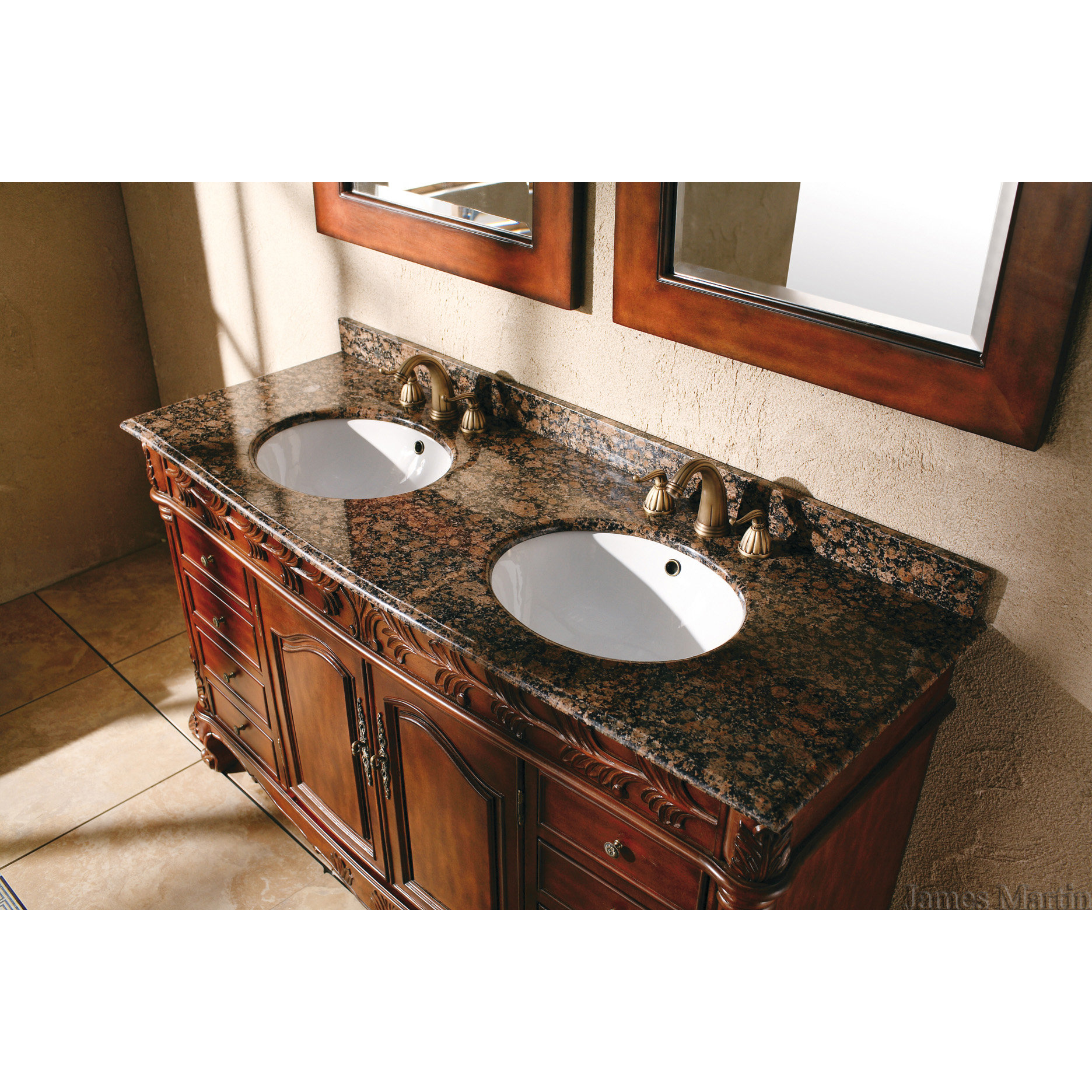 James Martin Furniture Classico 60" Double Cherry Bathroom Vanity Set