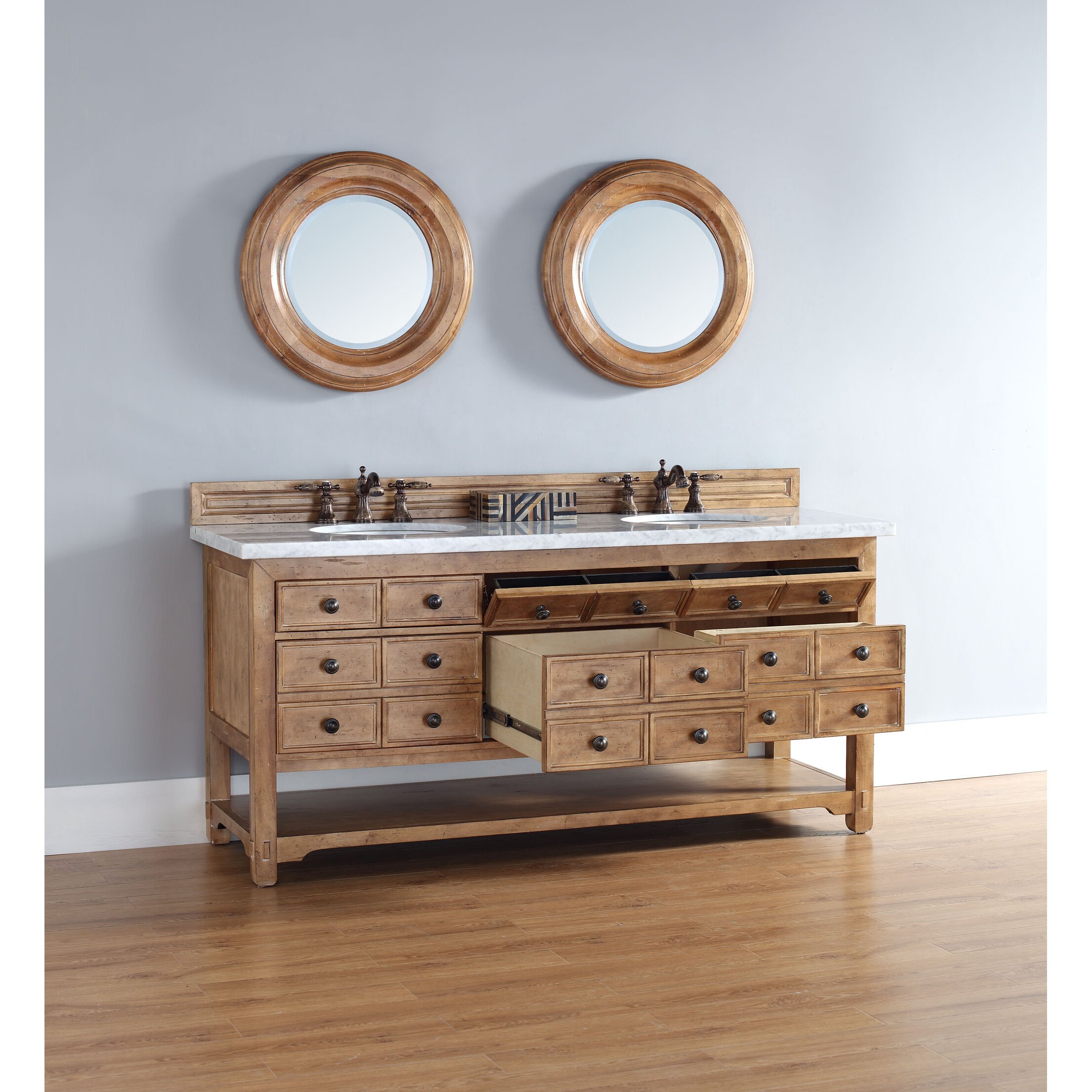 Vanity malibu double alder honey martin bathroom james furniture set magnifying glass