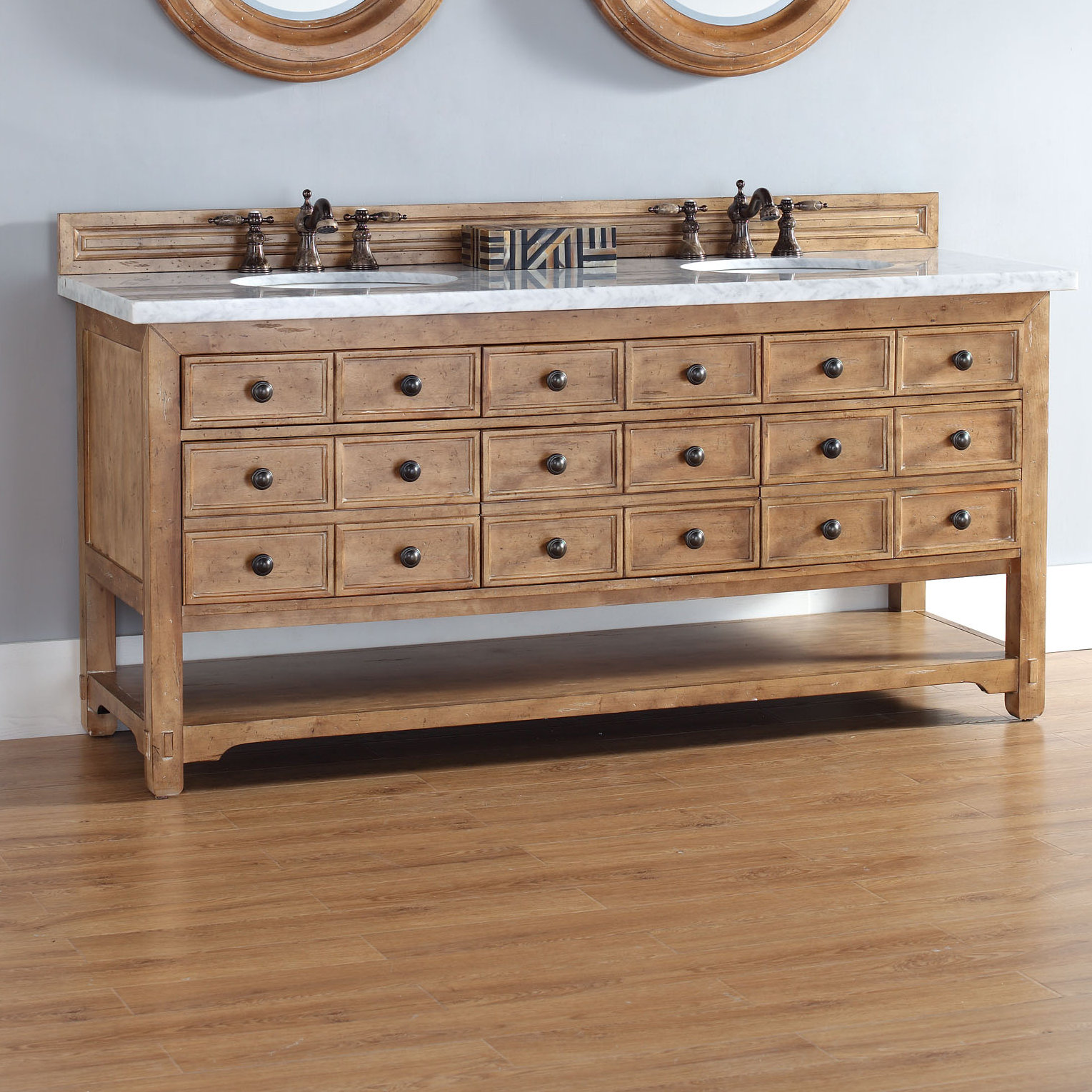 James Martin Furniture Malibu 72" Double Honey Alder Bathroom Vanity