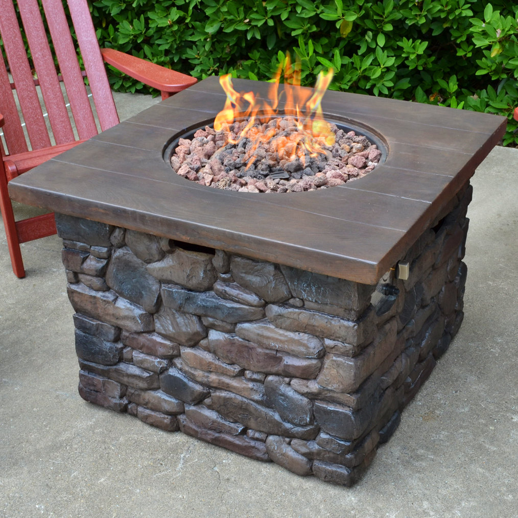 Tortuga Outdoor Yosemite Faux Wood/Stone Propane Fire Pit ...