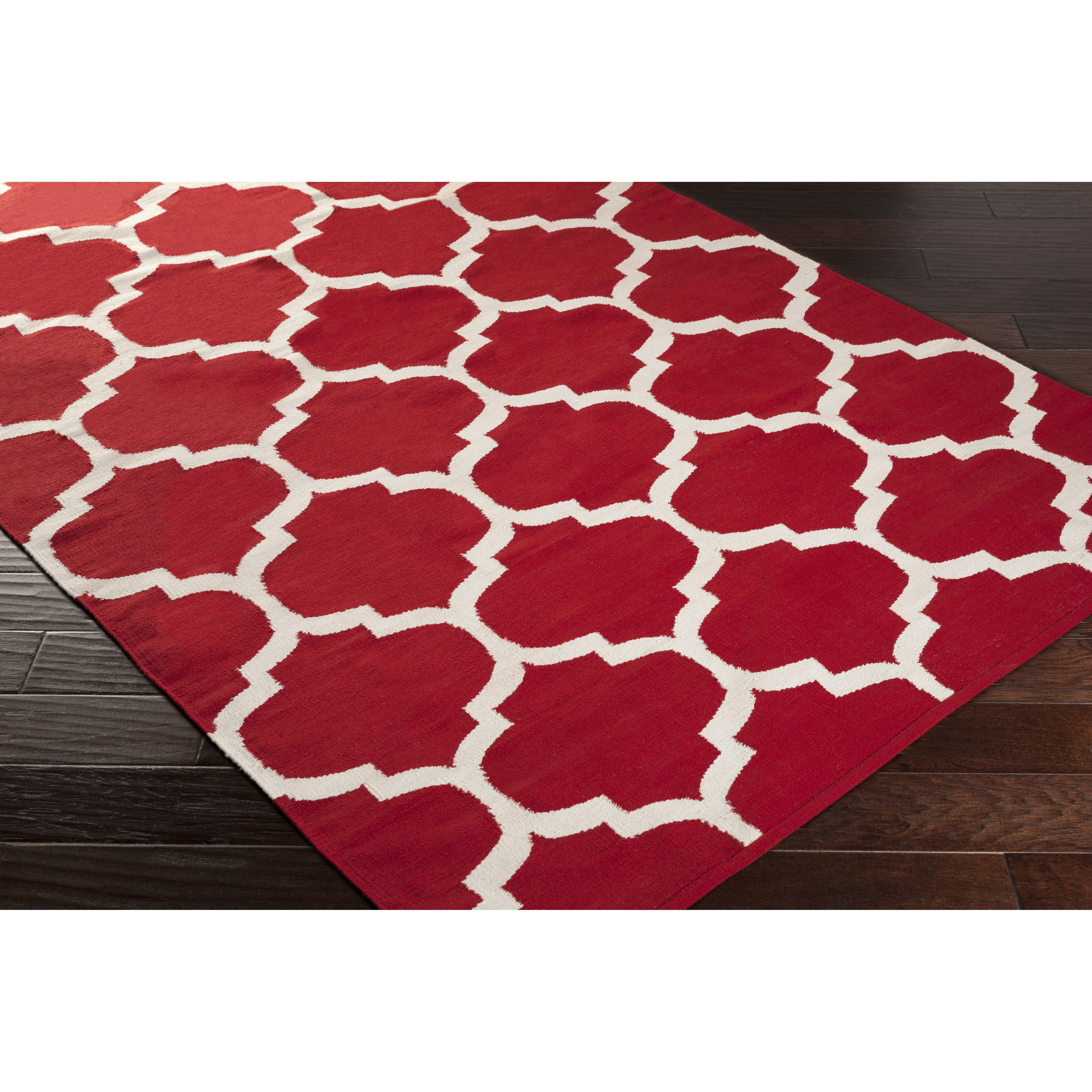 red and white area rug