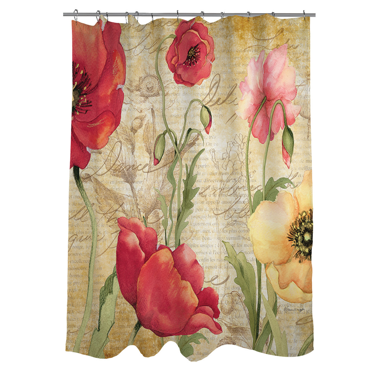 Manual Woodworkers & Weavers Large Poppy Heads Shower Curtain & Reviews