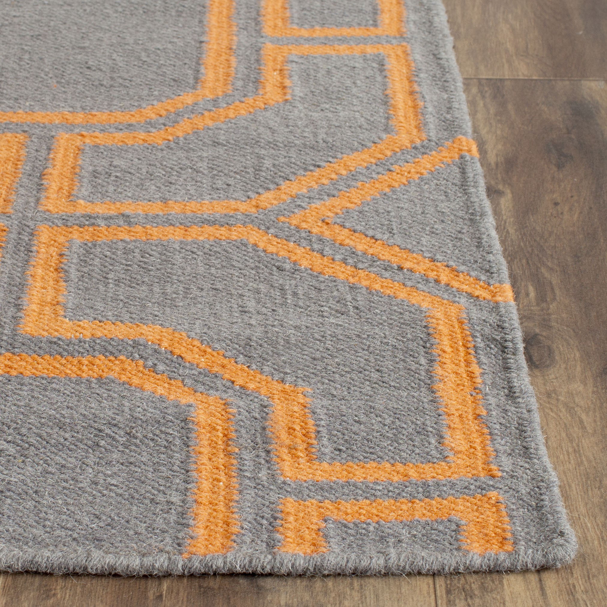 Safavieh Dhurrie Caleb HandTufted Orange/Grey Area Rug & Reviews Wayfair.co.uk