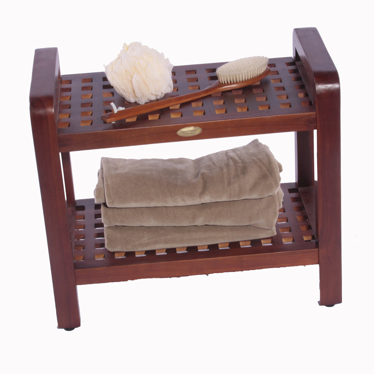 Decoteak Bathroom Elegance Teak Free Standing Storage Shower Seat