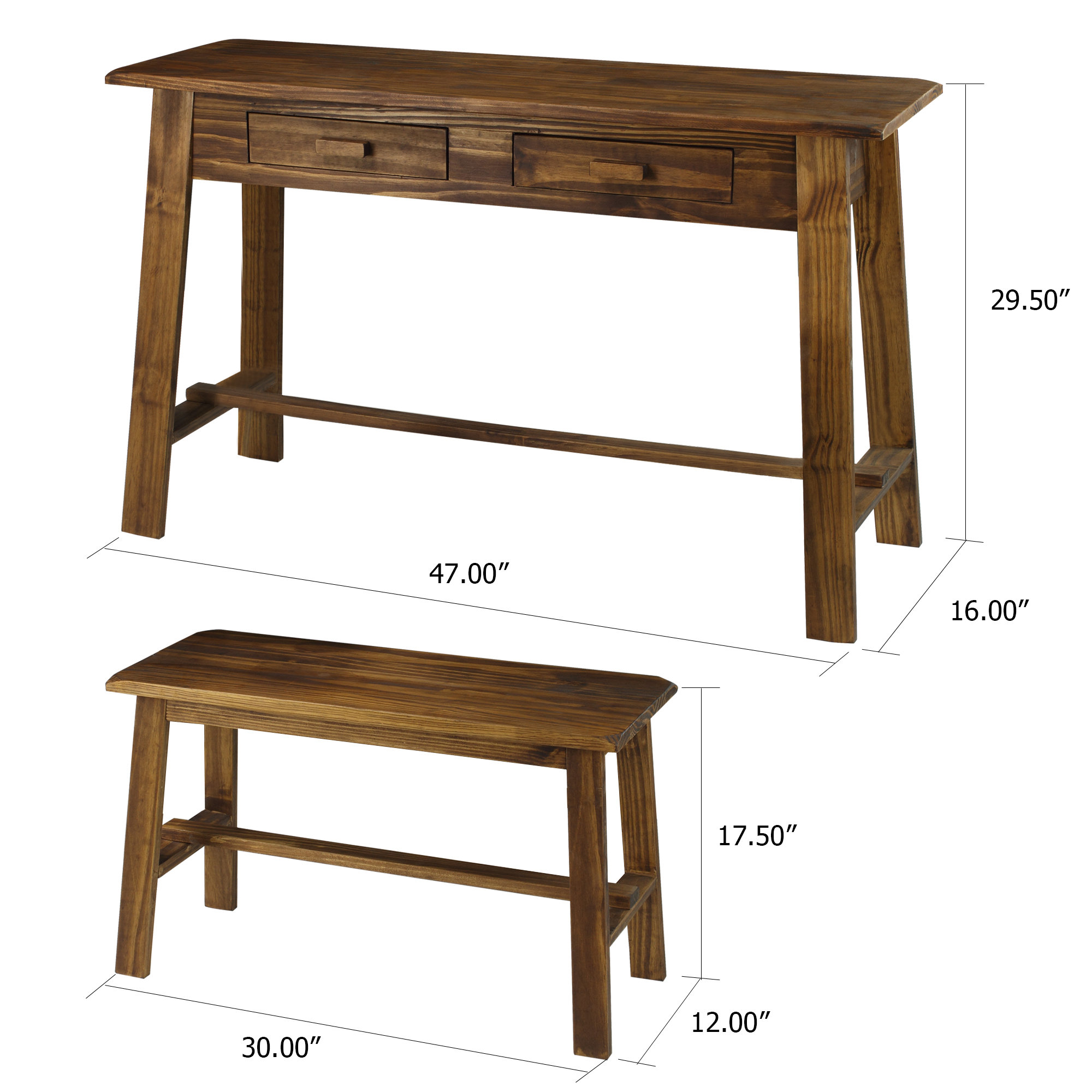 Casual Home Writing Desk and Chair Set with 2 Drawers & Reviews Wayfair