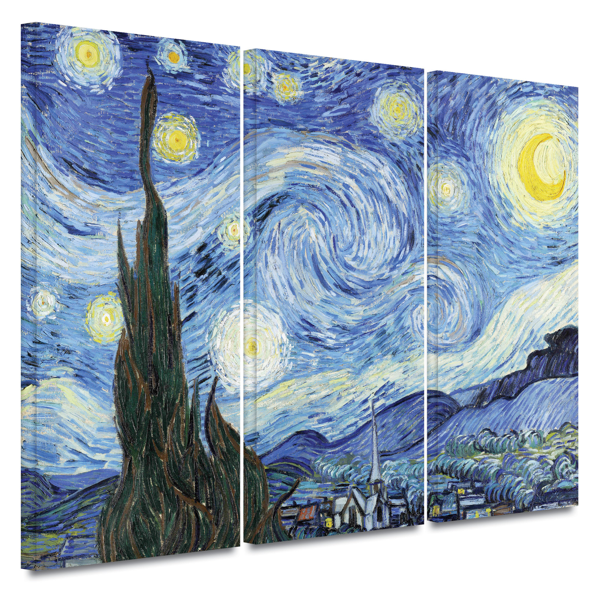 Artwall Starry Night By Vincent Van Gogh 3 Piece Painting Print Artwall Quot Starry Night By Vincent Van Gogh 3 Piece Painting Print On Canvas