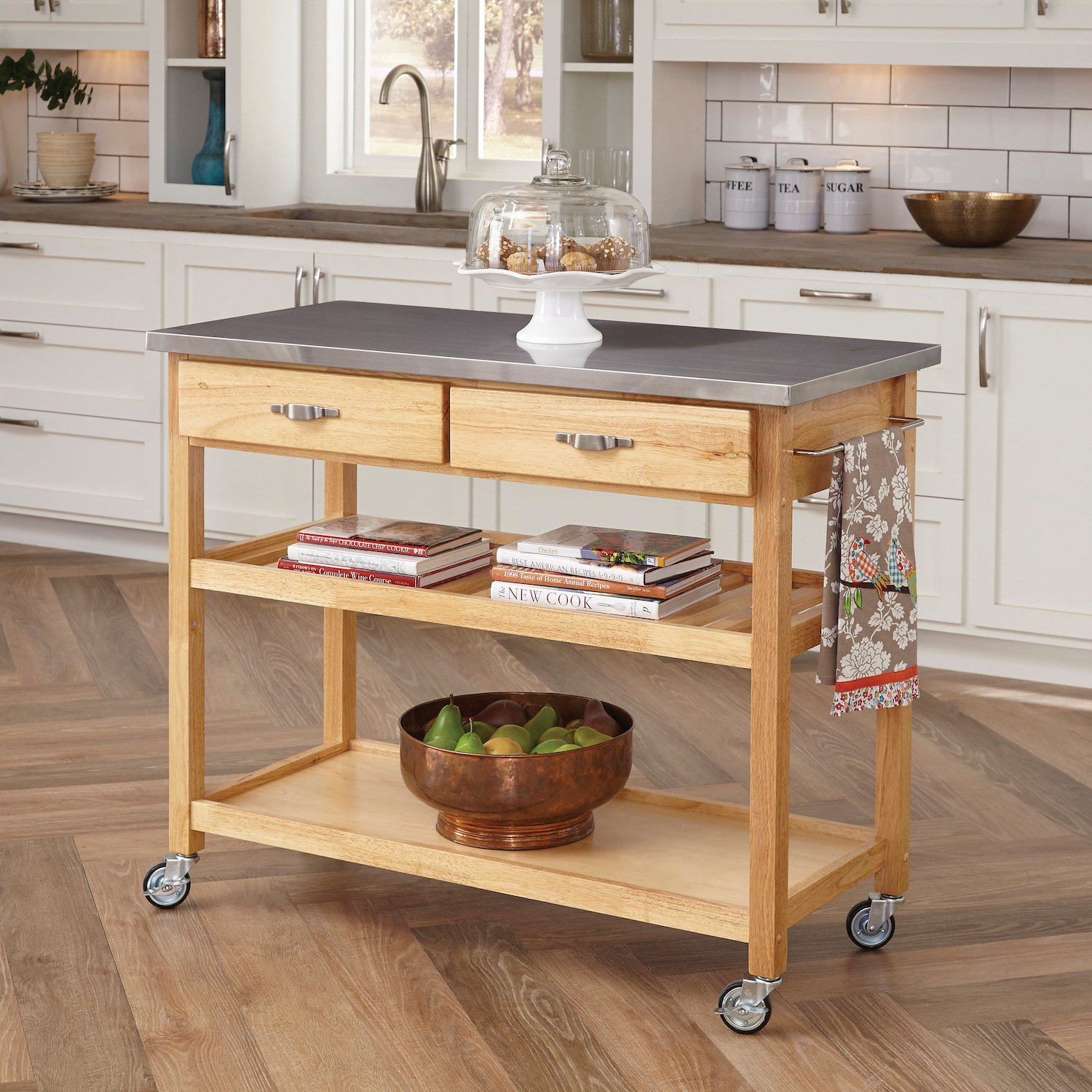 Home Styles Kitchen Island with Stainless Steel Top 