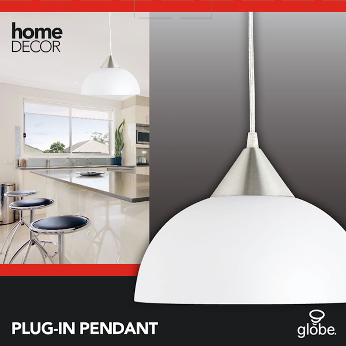 Globe Electric Company Amris 11" PlugIn White 1Light Hanging Bowl