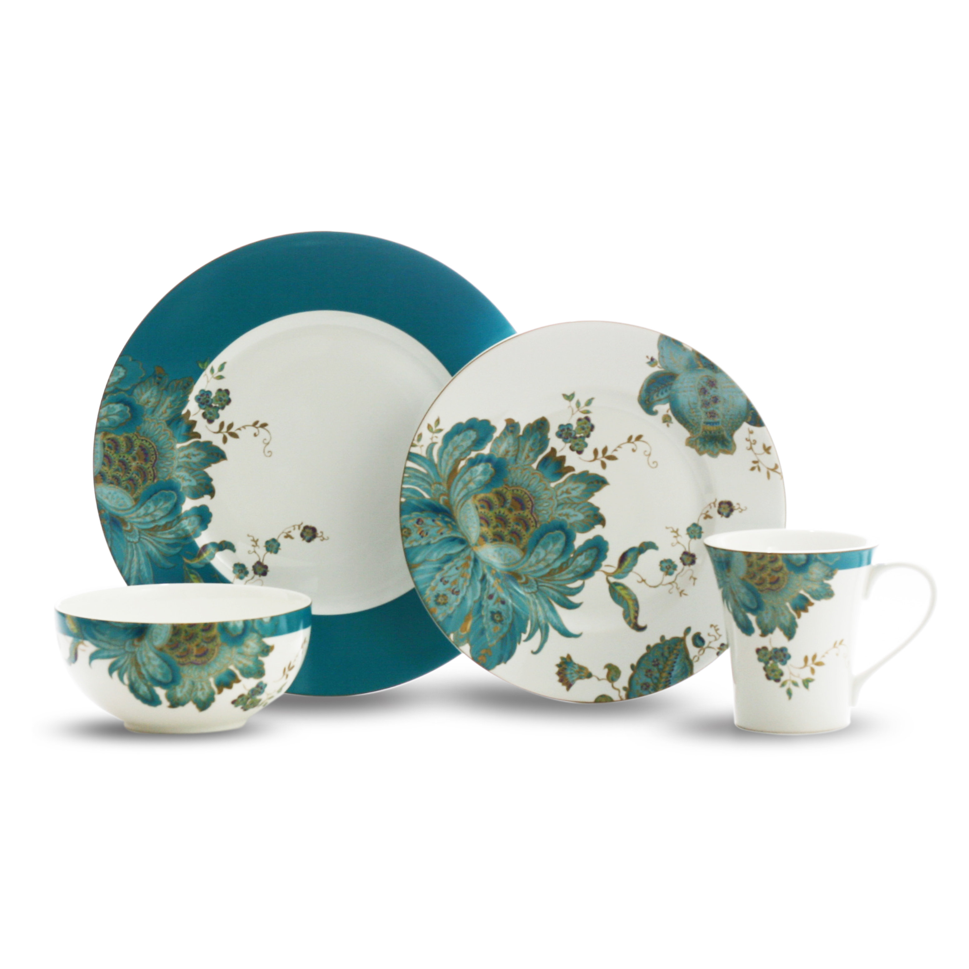 222 Fifth Eliza Teal 16 Piece Dinnerware Set & Reviews Wayfair