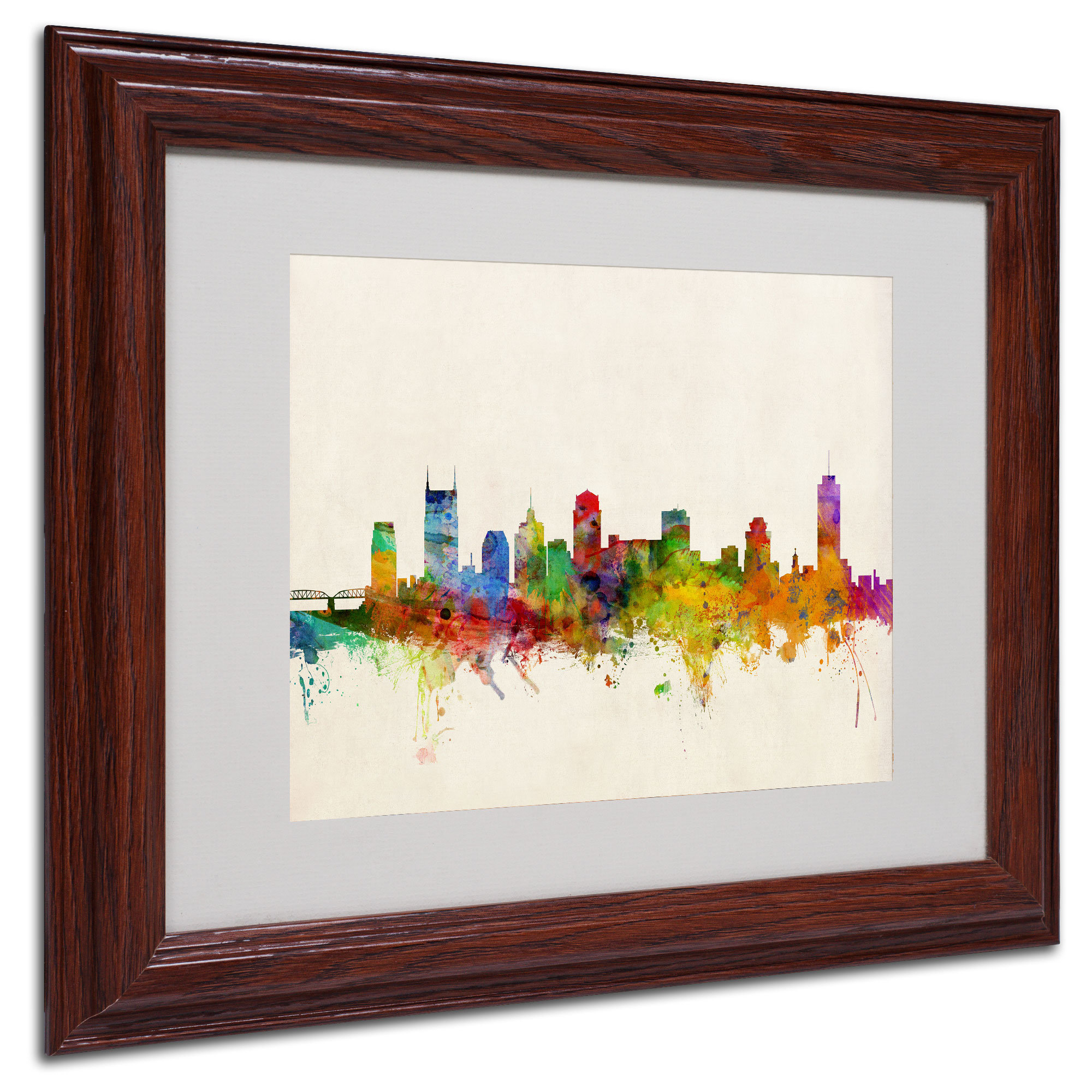 Trademark Art "Nashville Skyline" by Michael Tompsett Matted Framed