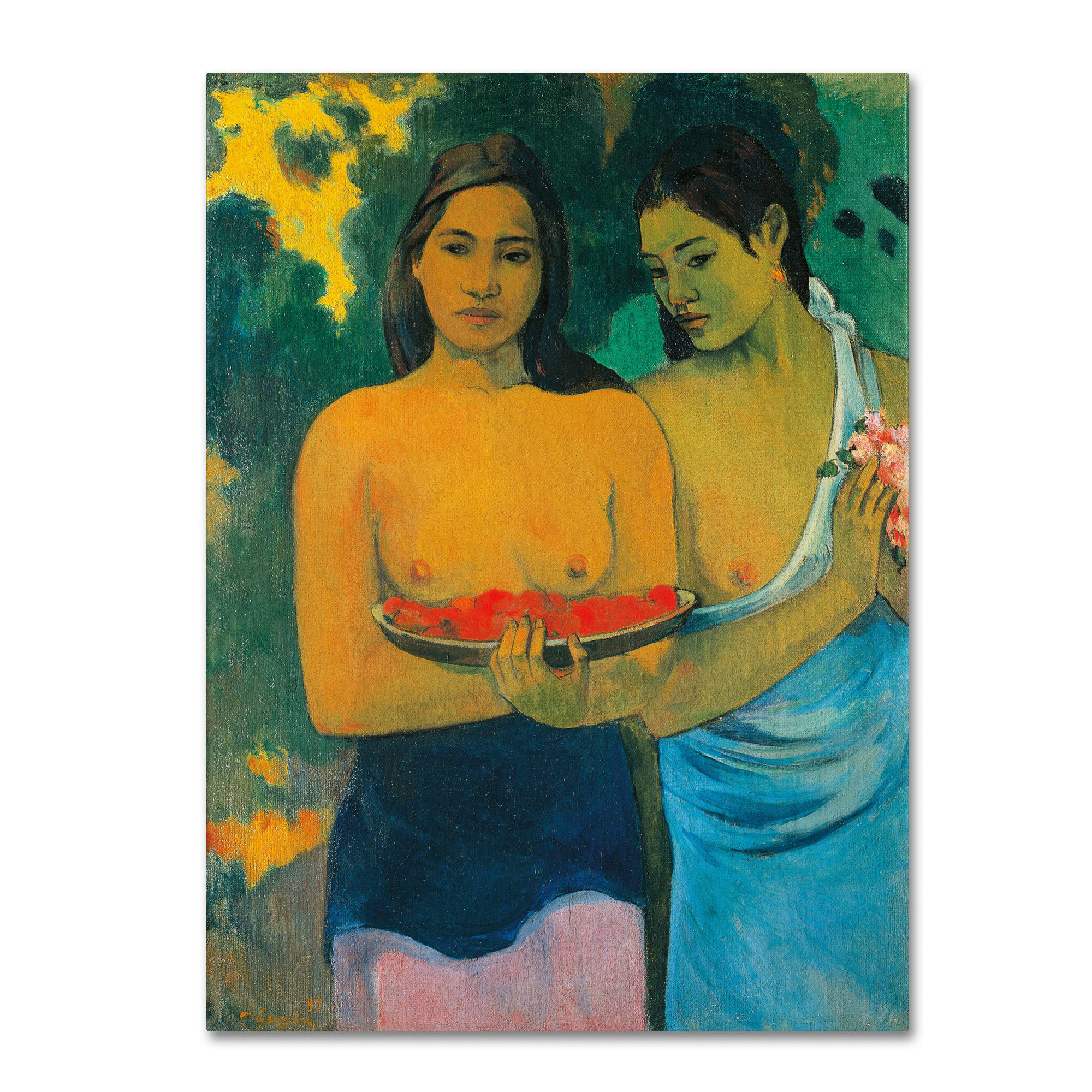 Trademark Fine Art Two Tahitian Women 1899 by Paul Gauguin Painting Print on Canvas