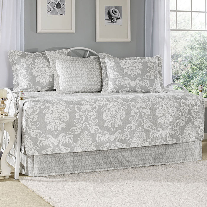 Laura Ashley Home Wayfair Venetia Gray 5 Piece Twin Daybed Quilt Set