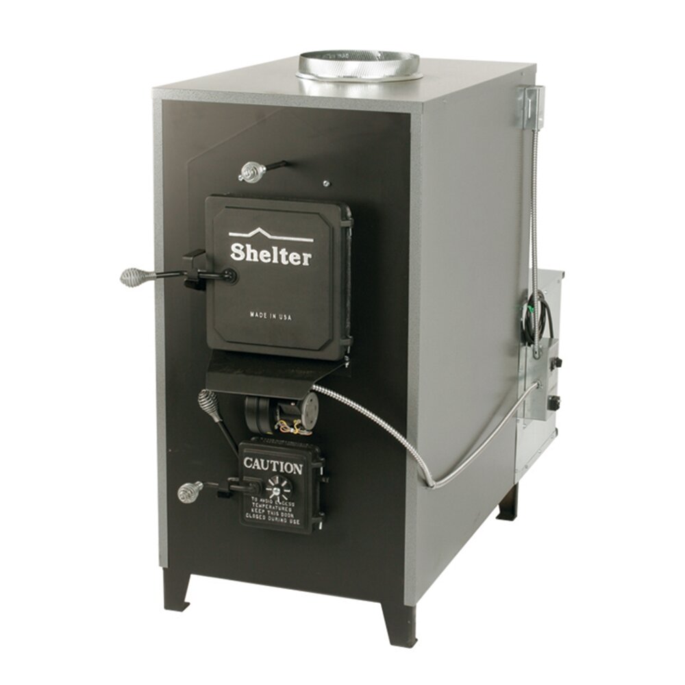 Shelter 100,000 BTU Indoor Wood Coal Burning Forced Air Furnace ...