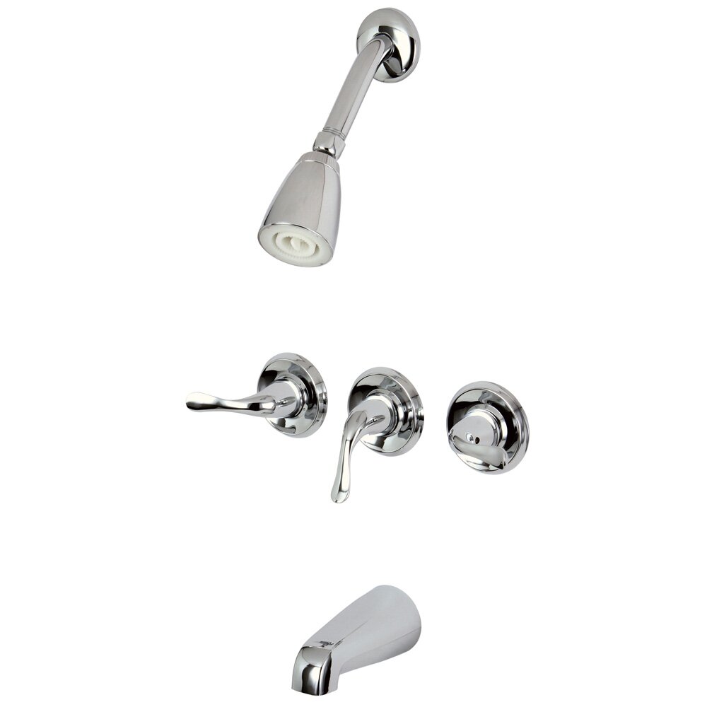 Kingston Brass Yosemite Three Handle Tub Shower Faucet & Reviews ...  Kingston Brass Yosemite Three Handle Tub Shower Faucet