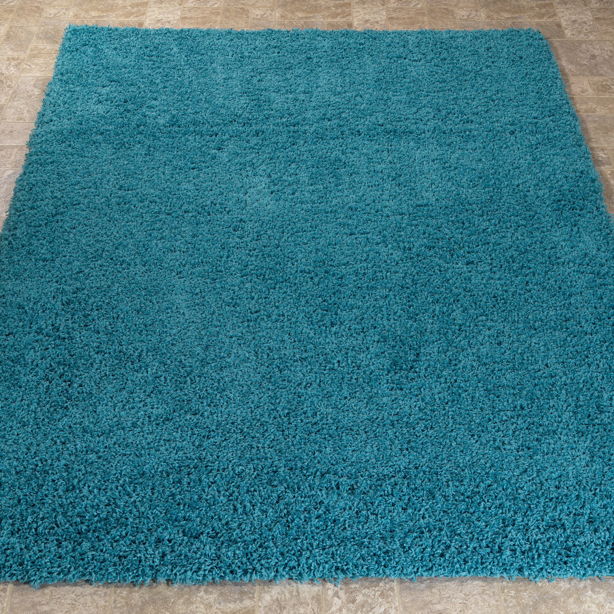 Ottomanson Turquoise Blue Shaggy Area Rug Reviews Wayfair Ca   Ottomanson Turquoise Blue Shaggy Area Rug 