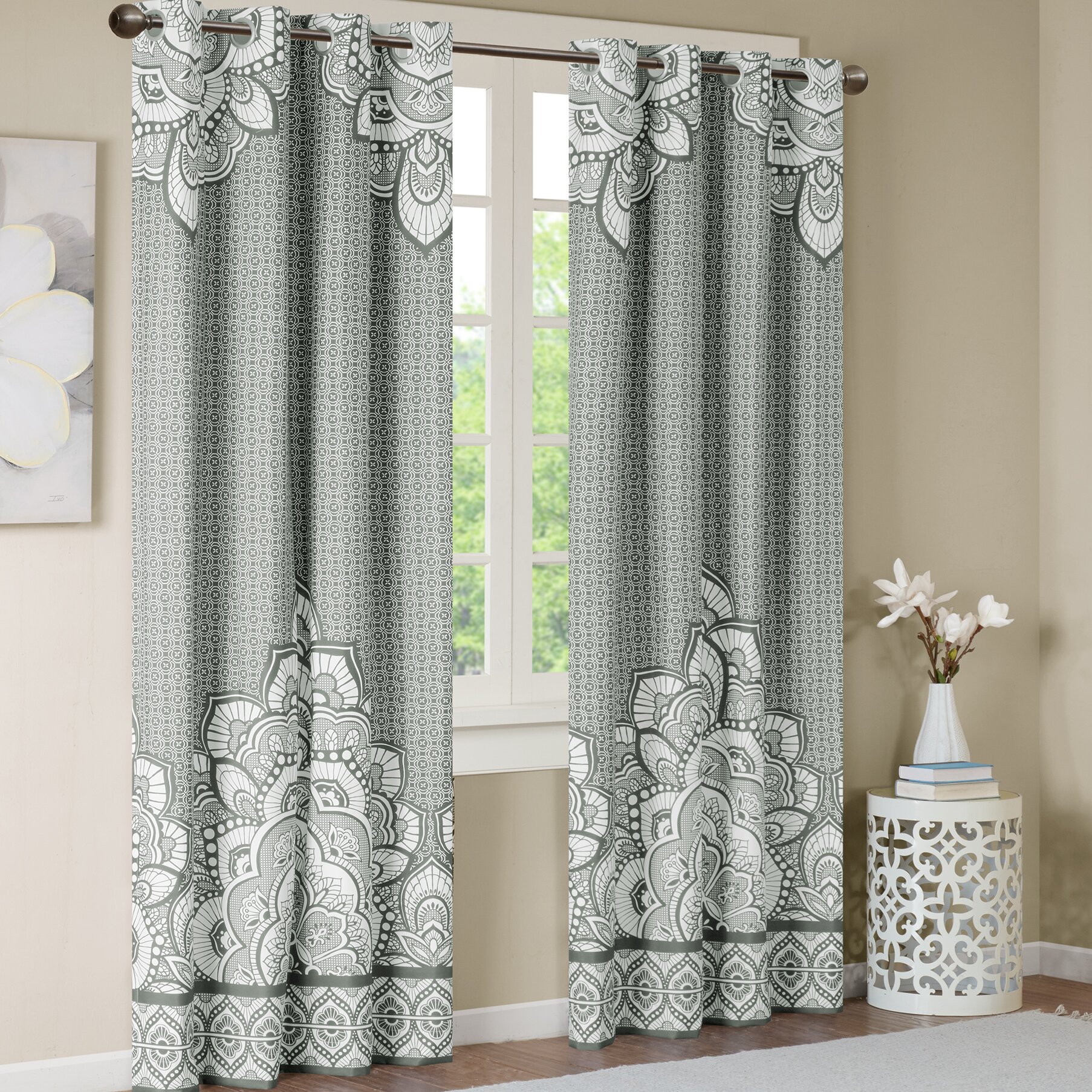 Ida Geometric Blackout Grommet Single Curtain Panel | Joss & Main