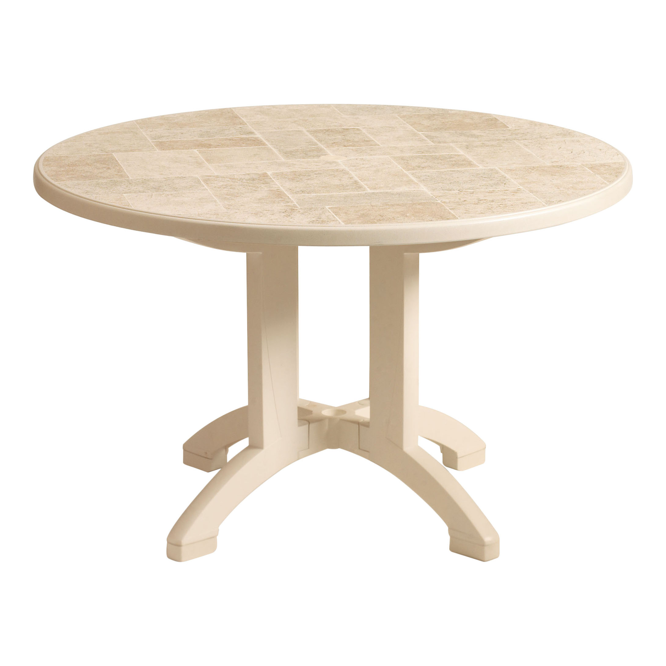 Folding Patio Table With Umbrella Hole Modern 38 Round White Folding Resin Outdoor Grosfillex Vega Restaurant