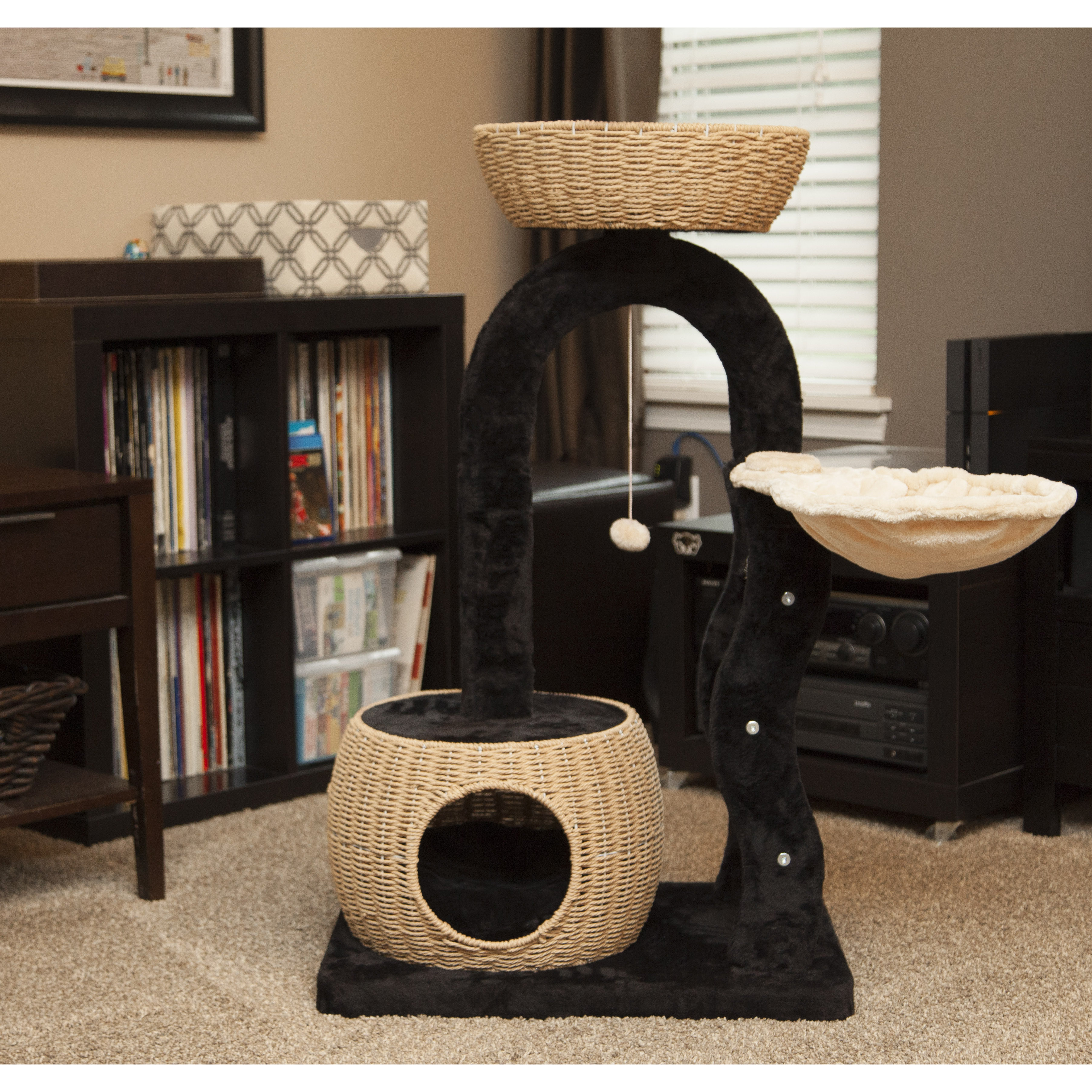 IRIS 40" Plush and Wicker Cat Tree & Reviews Wayfair