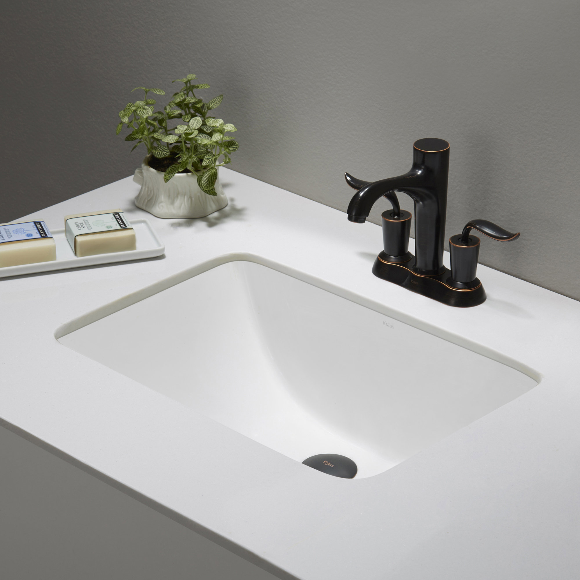 Kraus Elavo Ceramic Rectangular Undermount Bathroom Sink with Overflow ...